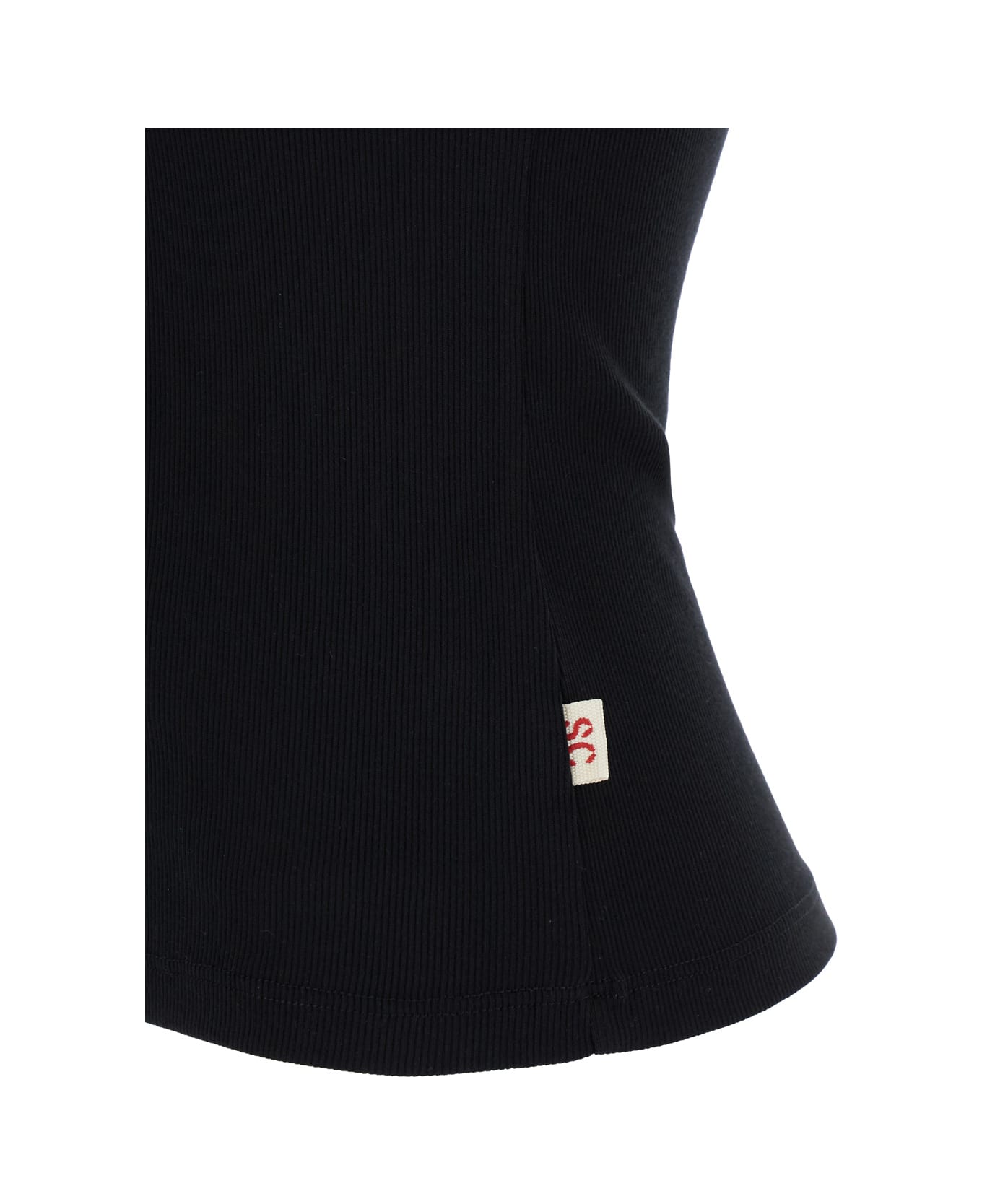 SEMICOUTURE Black Ribbed Tank Top With U Neckline In Cotton And Modal Blend Woman - Black