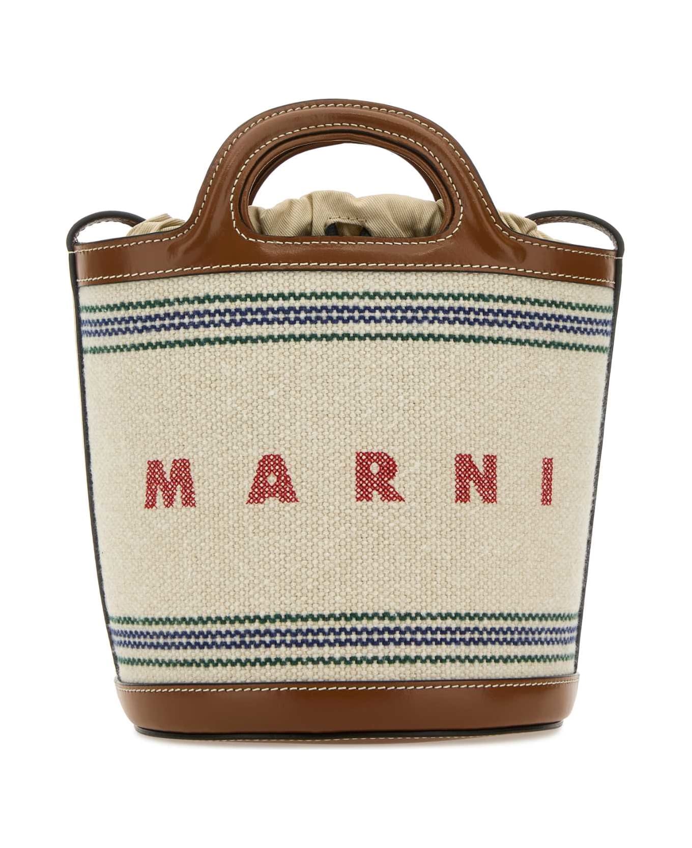 Marni Ivory Canvas Tropicalia Bucket Bag - NATURALMOKA
