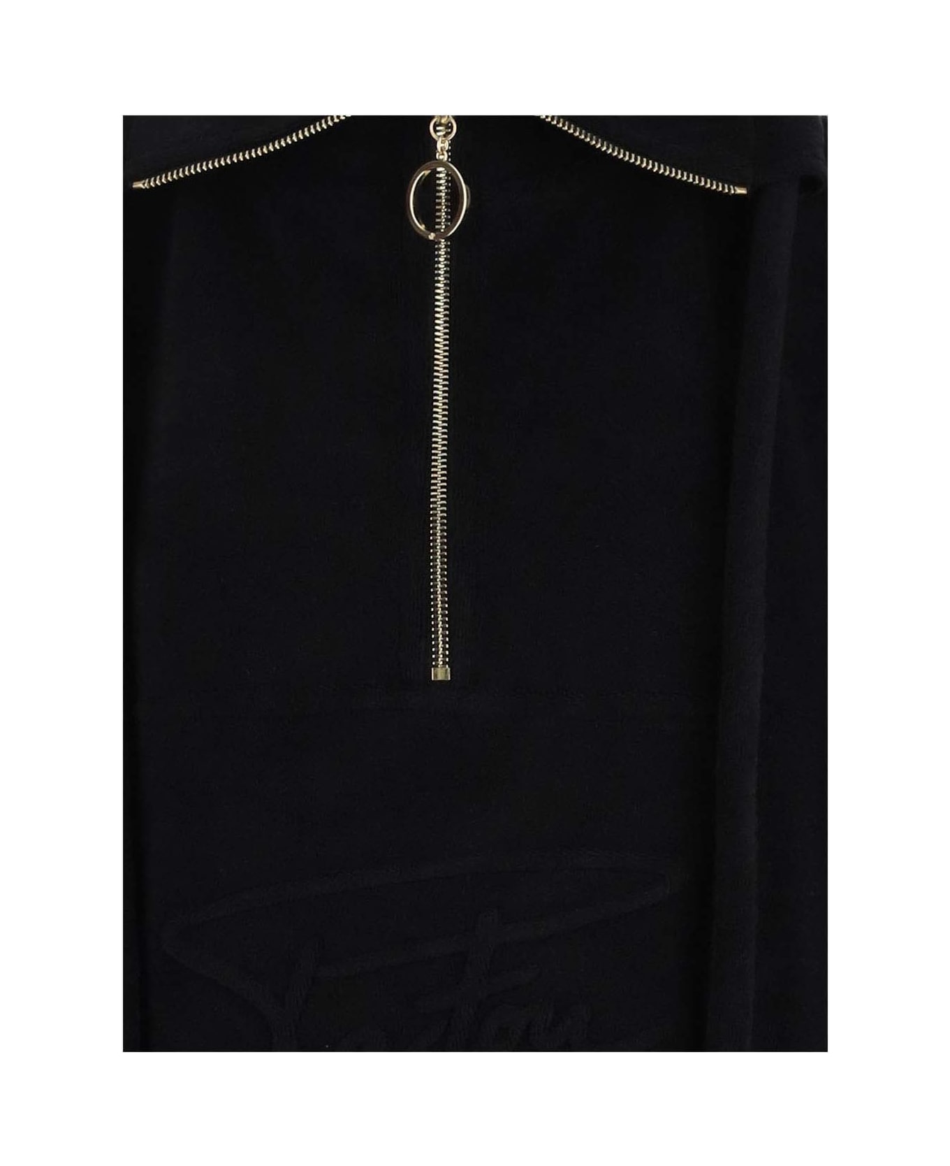 Patou Cotton Sweatshirt With Embossed Patou Signature - Black ニットウェア