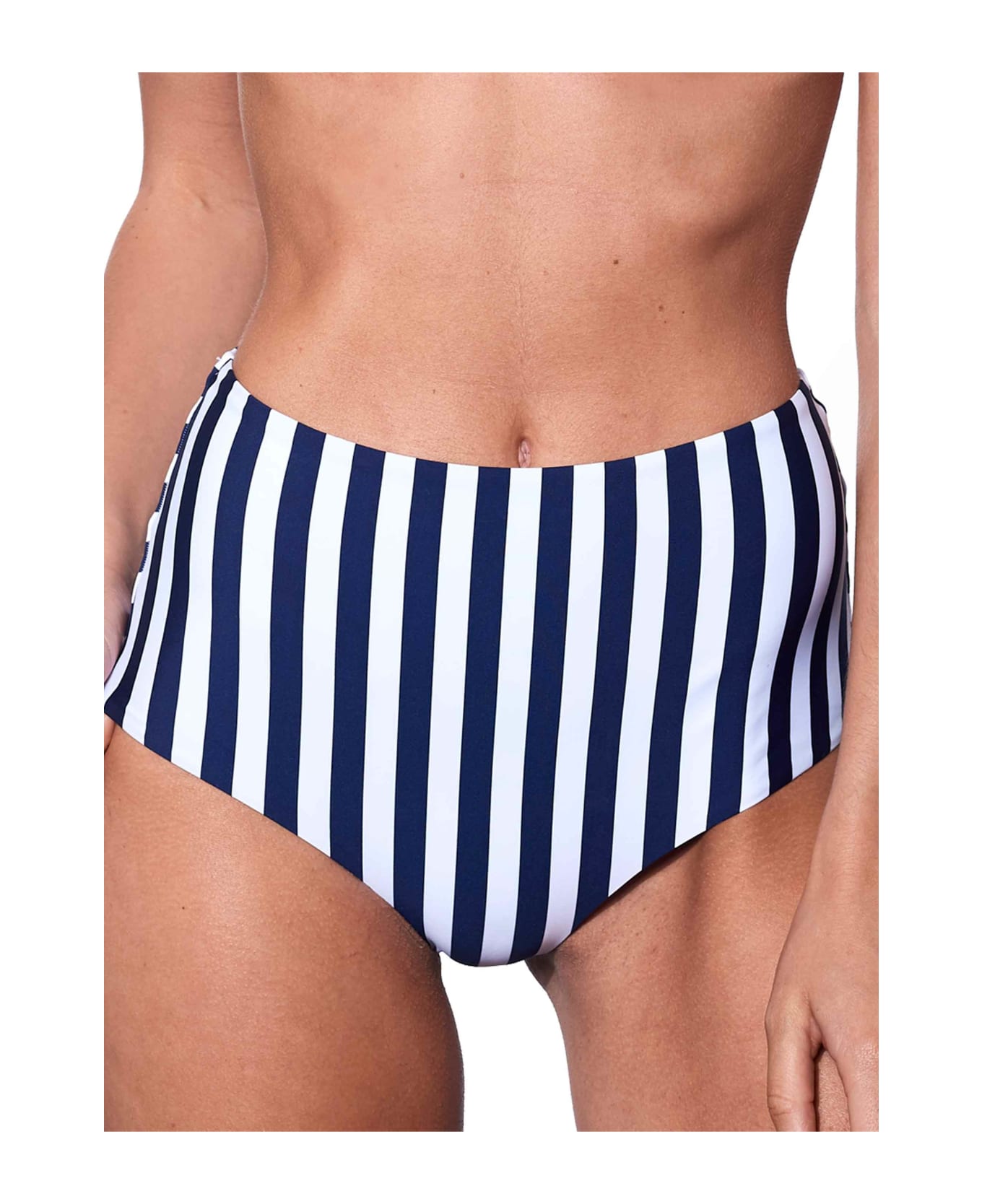 MC2 Saint Barth Striped Print High Waist Swim Briefs - BLUE