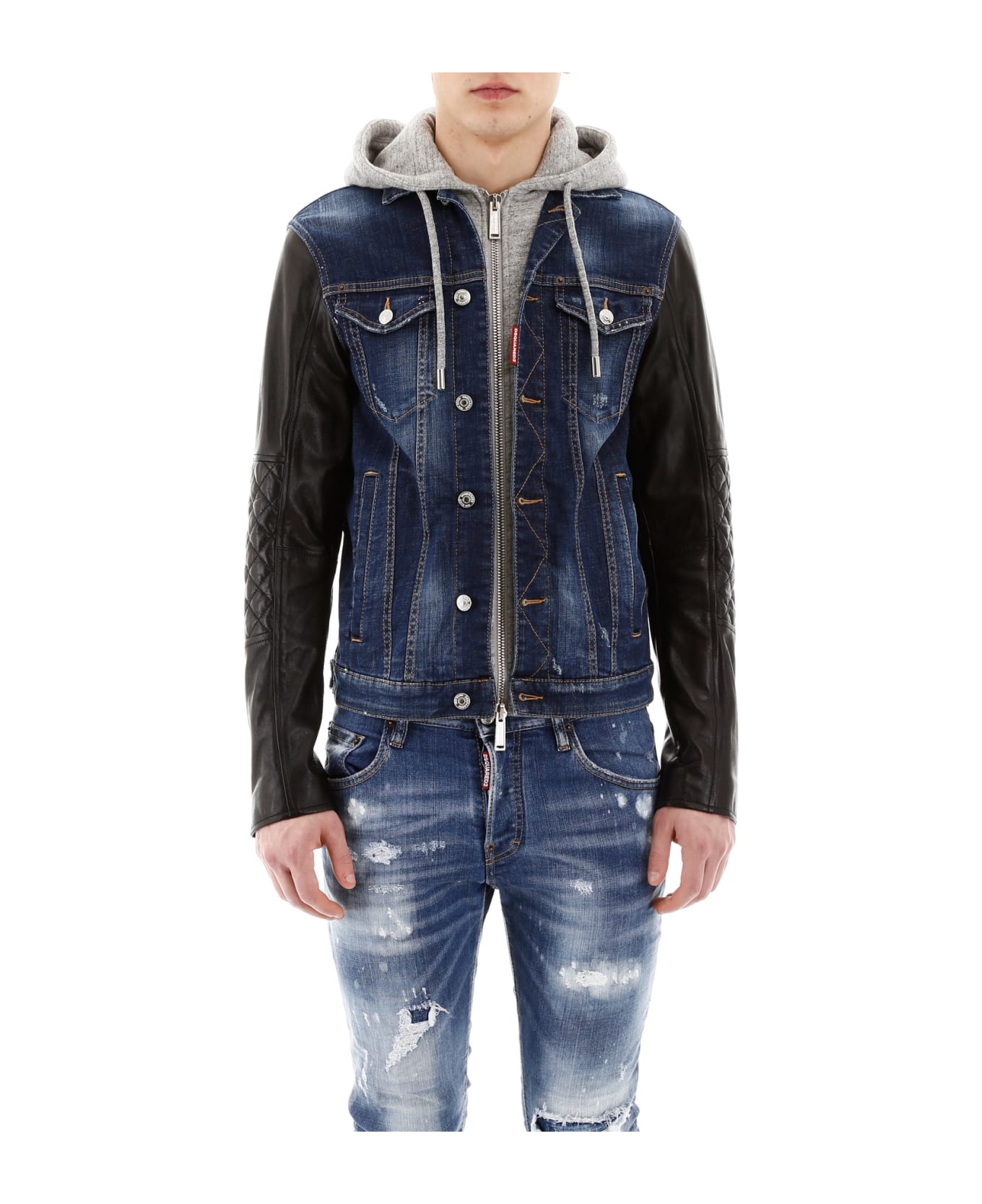 Dsquared2 Denim And Leather Jacket - BLUE (Blue)