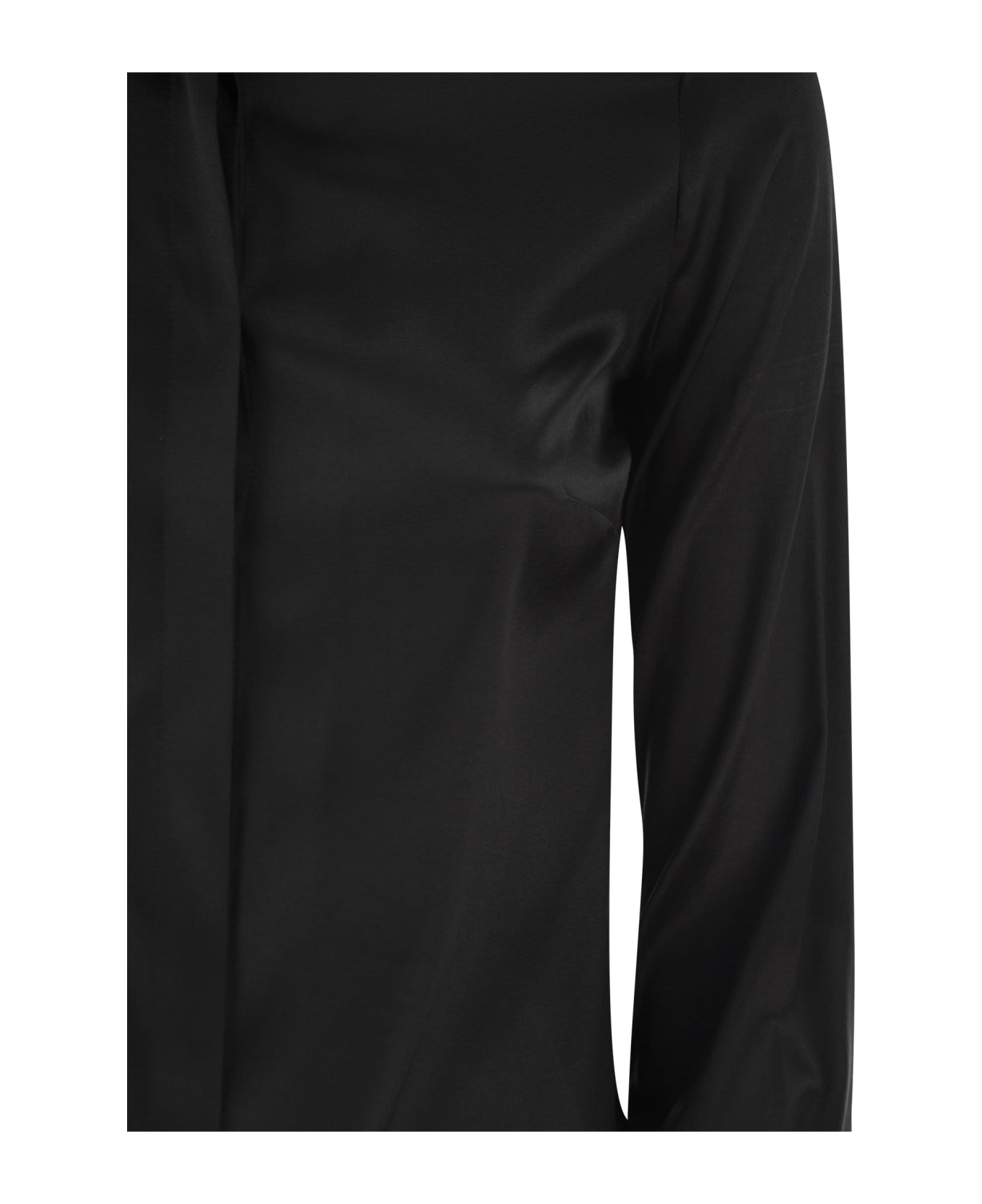Elisabetta Franchi Straight Silk Satin Shirt - Black