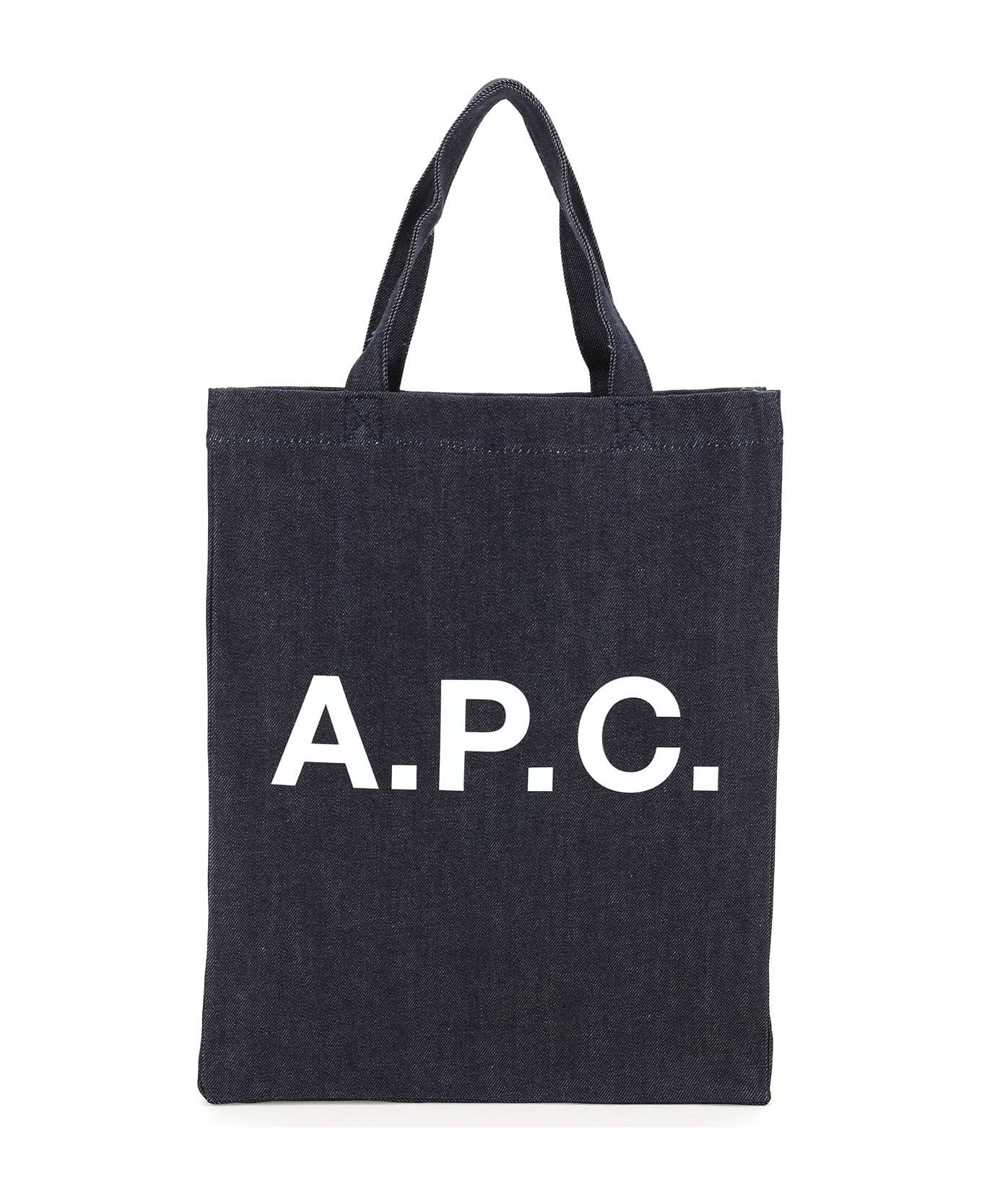 A.P.C. Logo Print Denim Tote Bag - INDIGO (Blue)