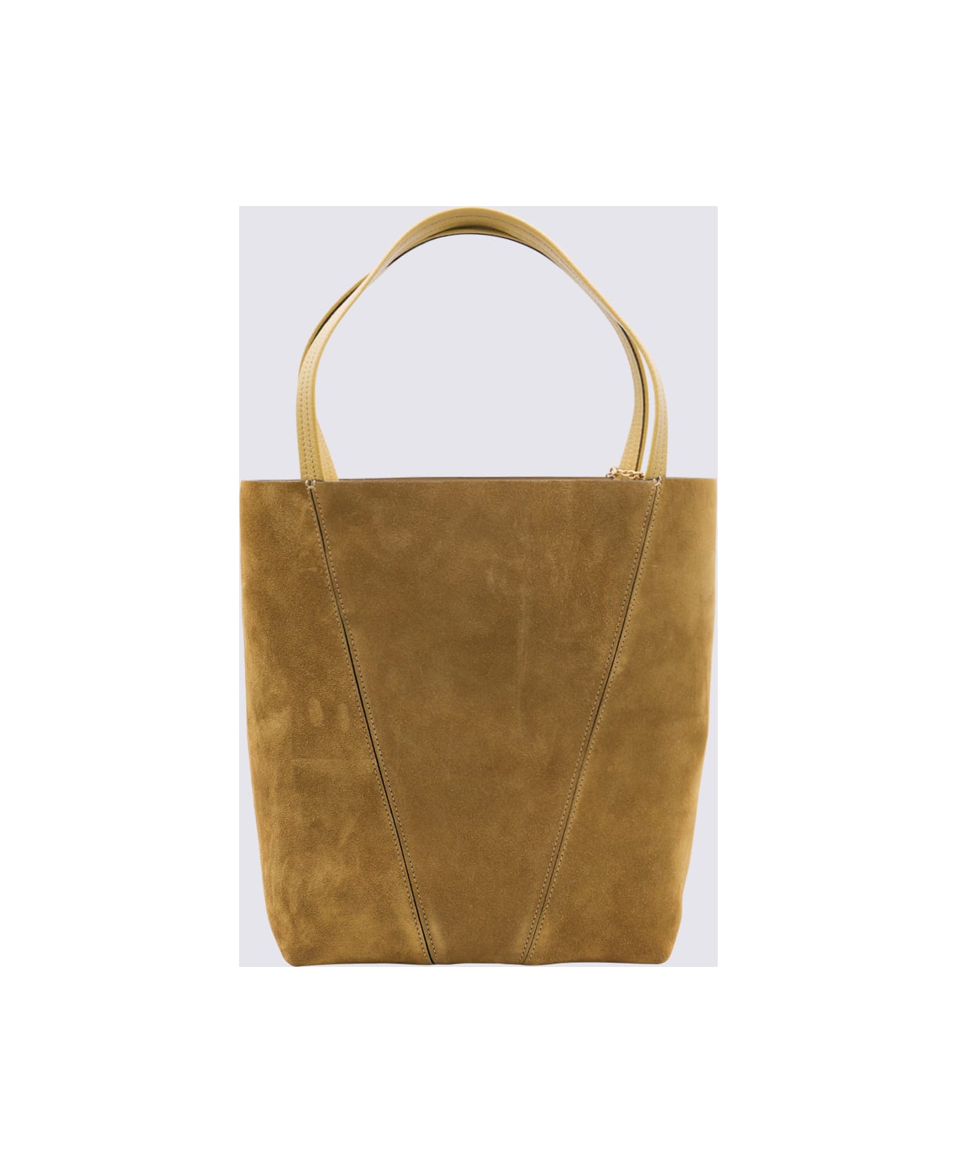 Chloé Dark Gold Leather Spin Tote - Gold Khaki