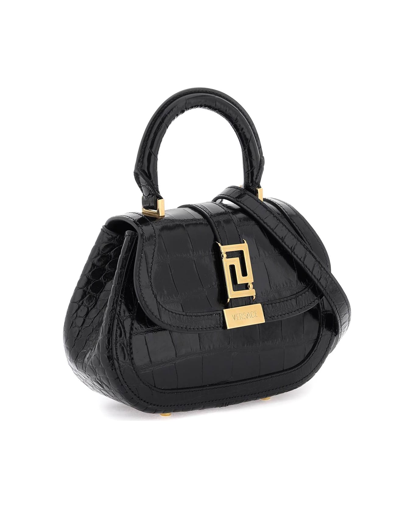 Versace Embossed Leather Mini Bag - Black