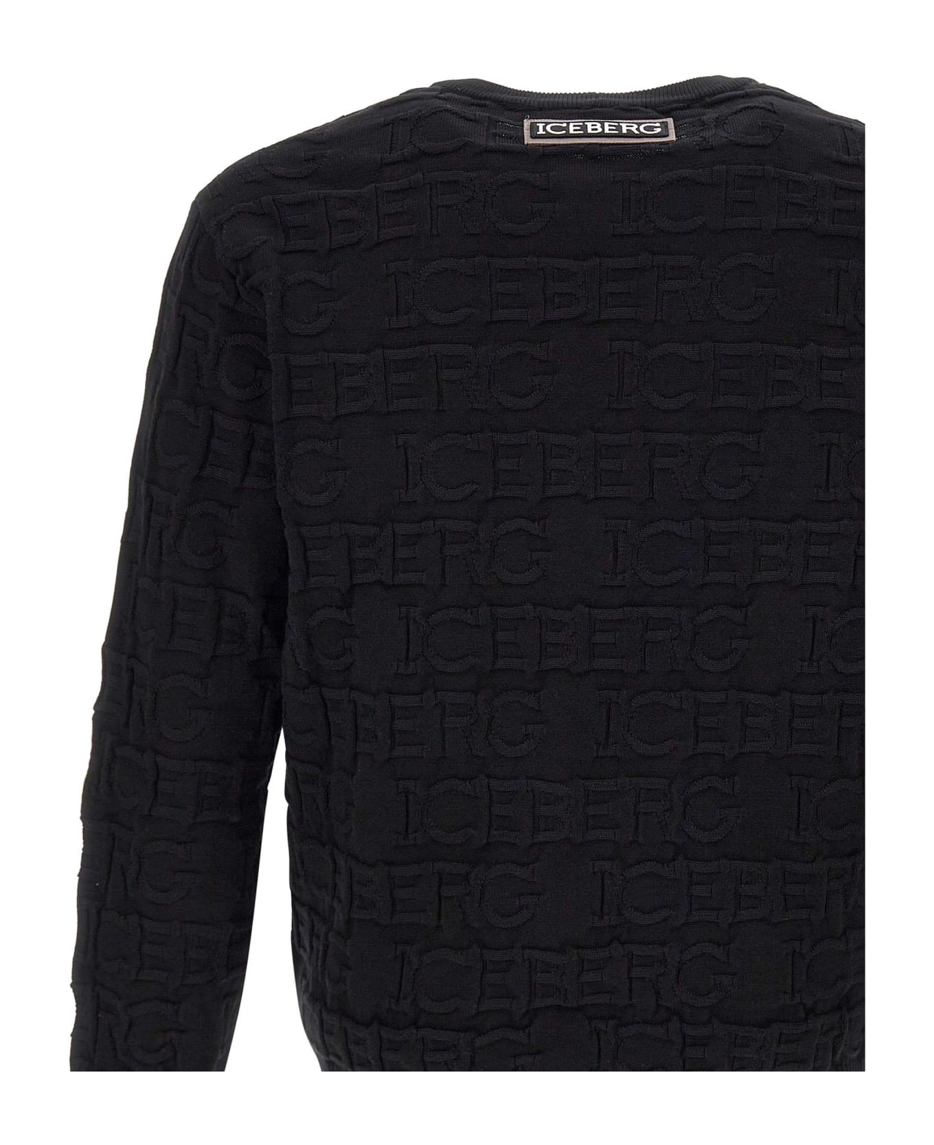 Iceberg Stretch Cotton Blend Sweater - BLACK