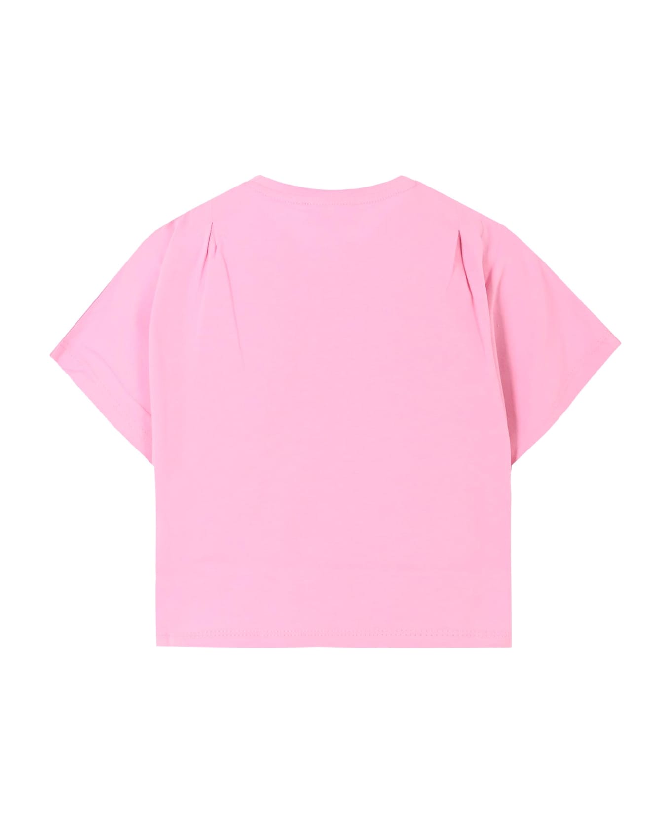 Kenzo Kids Pink Crop T-shirt For Girl With Logo - Pink