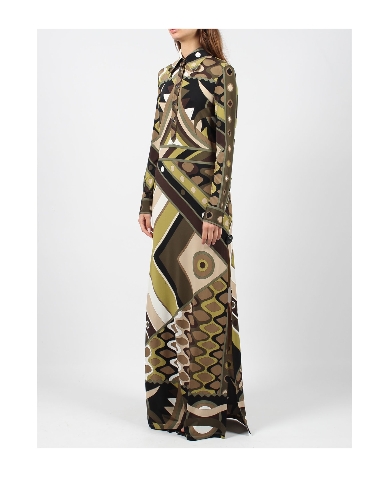 Pucci Vivara-print Long Dress - Green ワンピース＆ドレス