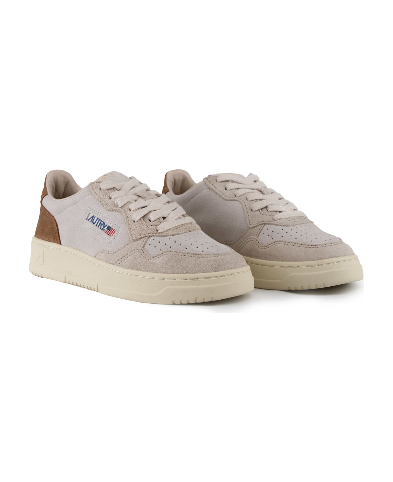 Autry Medalist Low Tricolor Suede Sneakers - Tric/suede snd/cigar