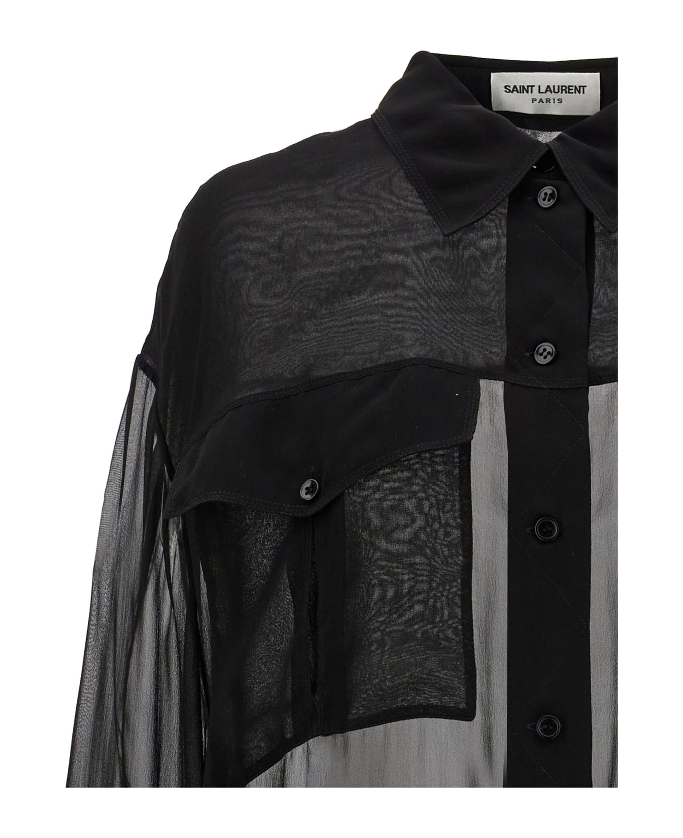 Saint Laurent Muslin Silk Shirt - Noir ブラウス