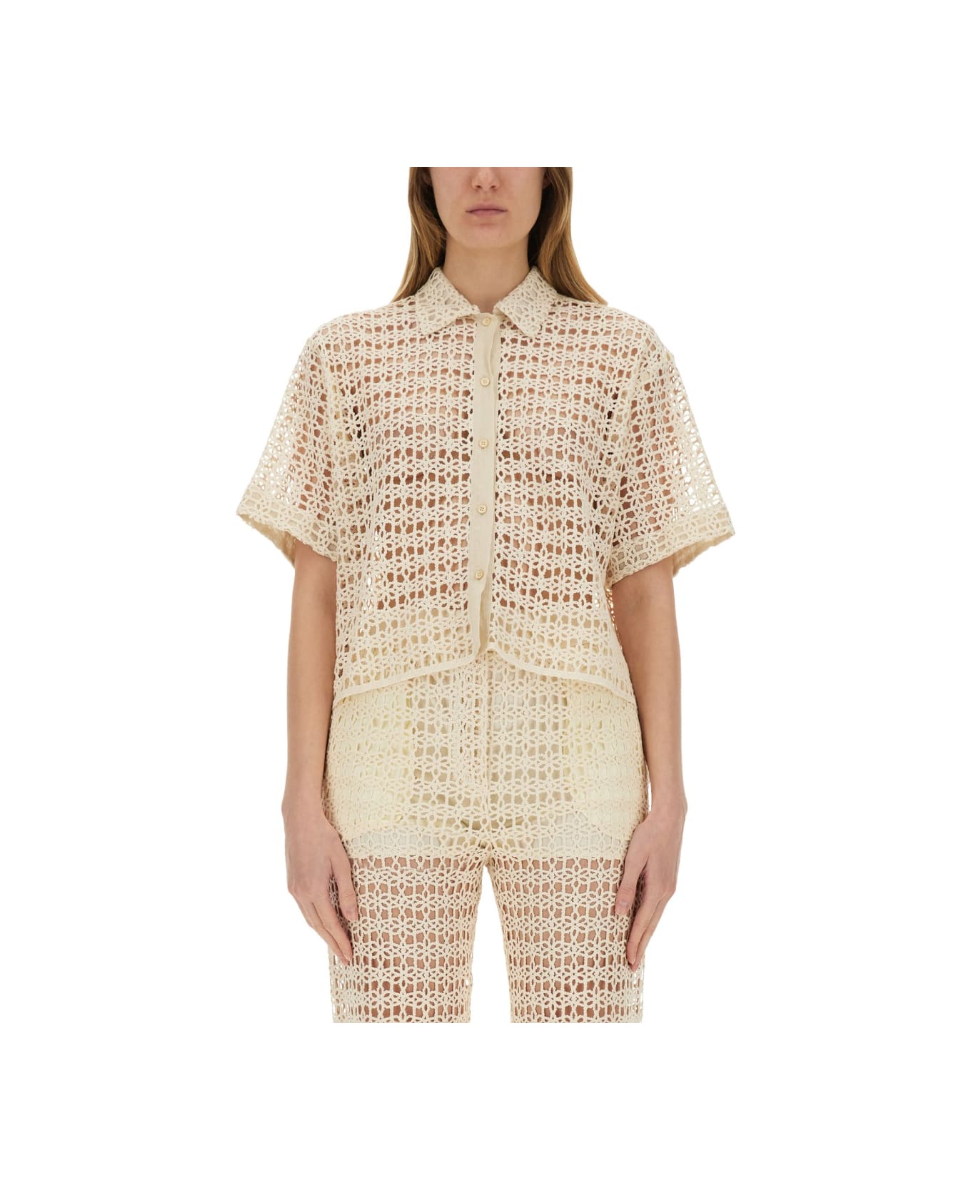 Alysi Macramé Shirt - BEIGE
