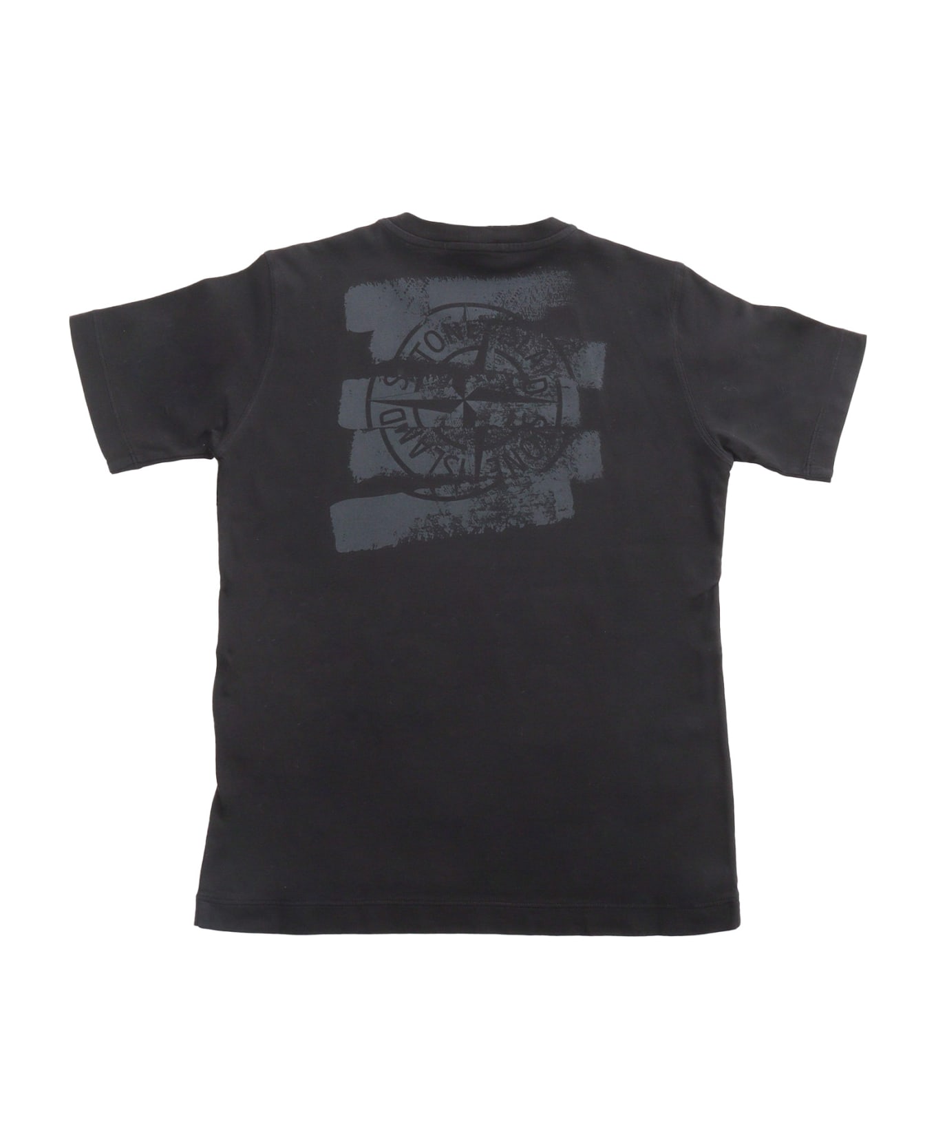 Stone Island Junior Black T-shirt With Prints - BLACK
