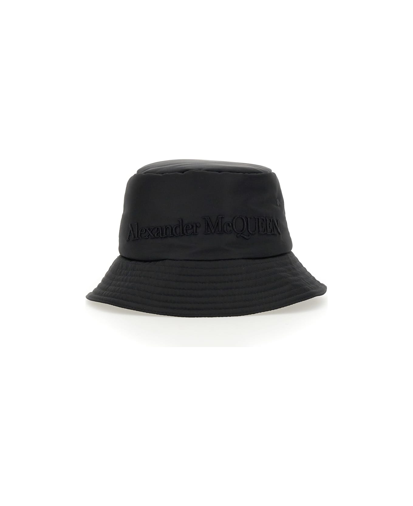 Alexander McQueen Bucket Hat With Logo - BLACK