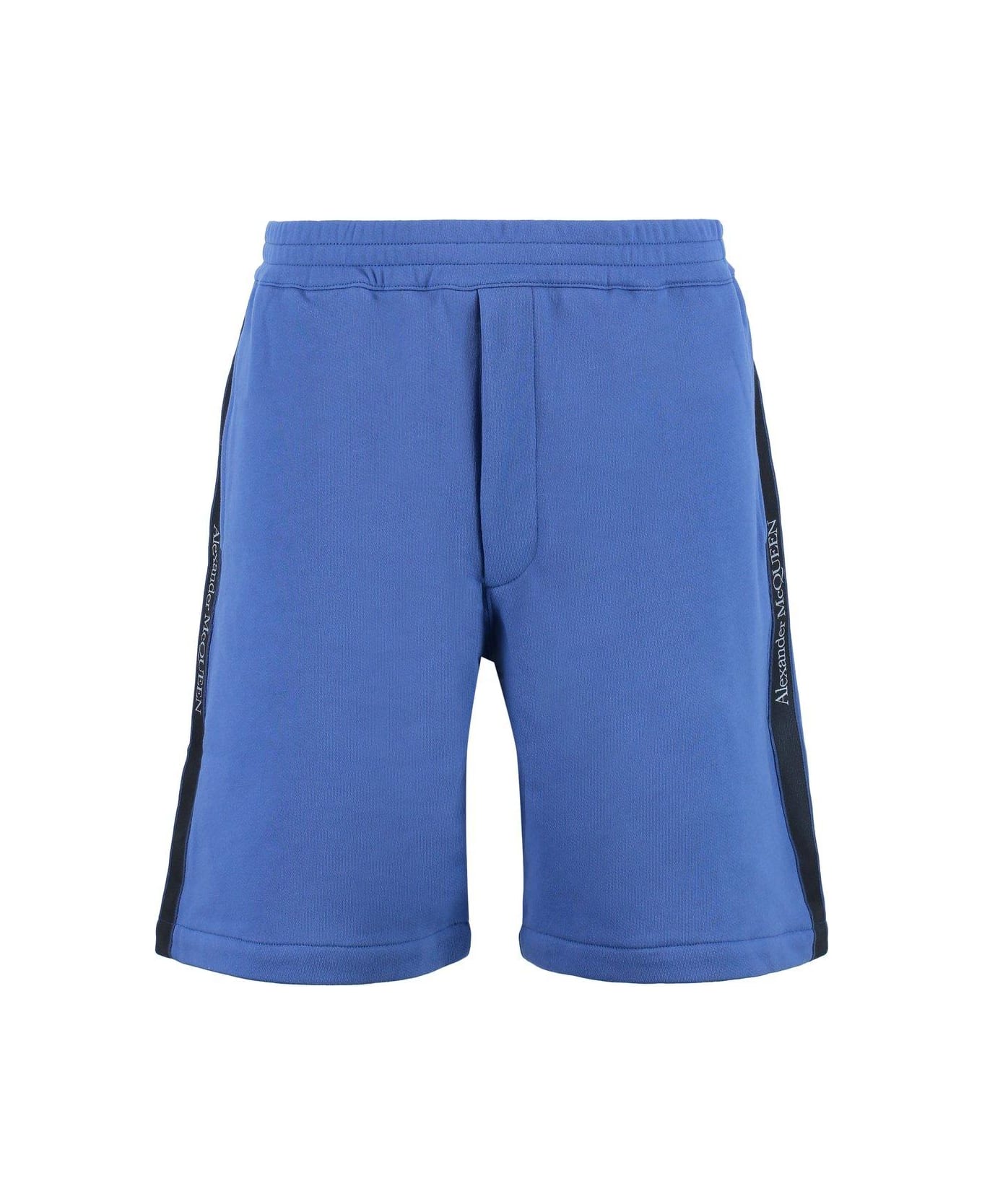Alexander McQueen Logo-tape Elasticated Waistband Jersey Shorts - Blue
