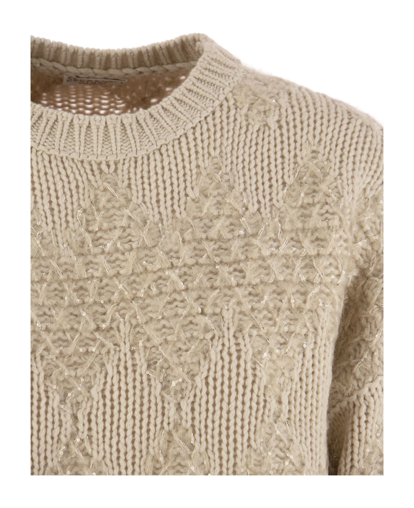 Brunello Cucinelli Wool, Silk And Cashmere Sweater - Beige