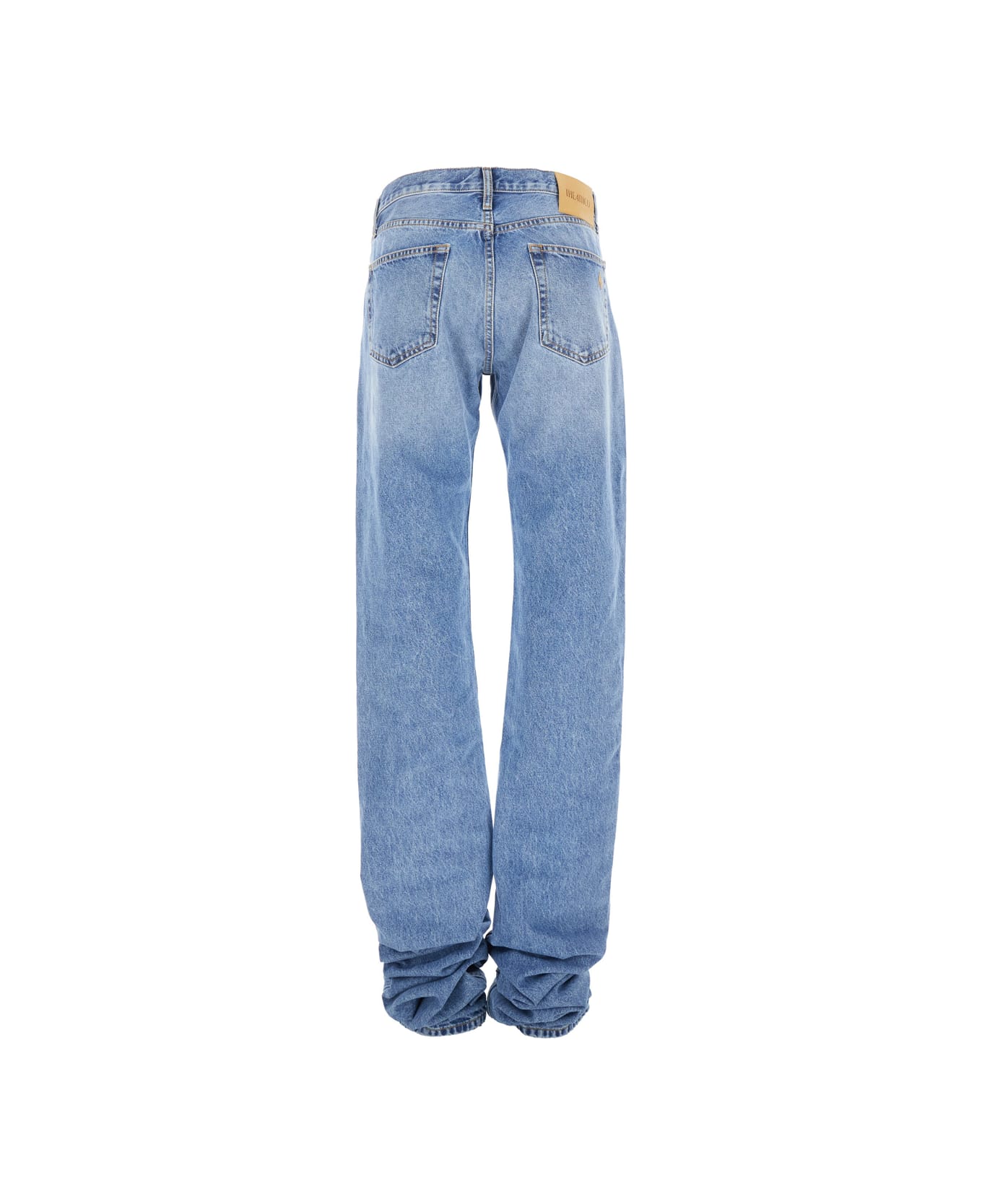 The Attico Blue Jeans With Extra Long Leg And Logo Embroidery On The Rear In Denim Woman - Blu