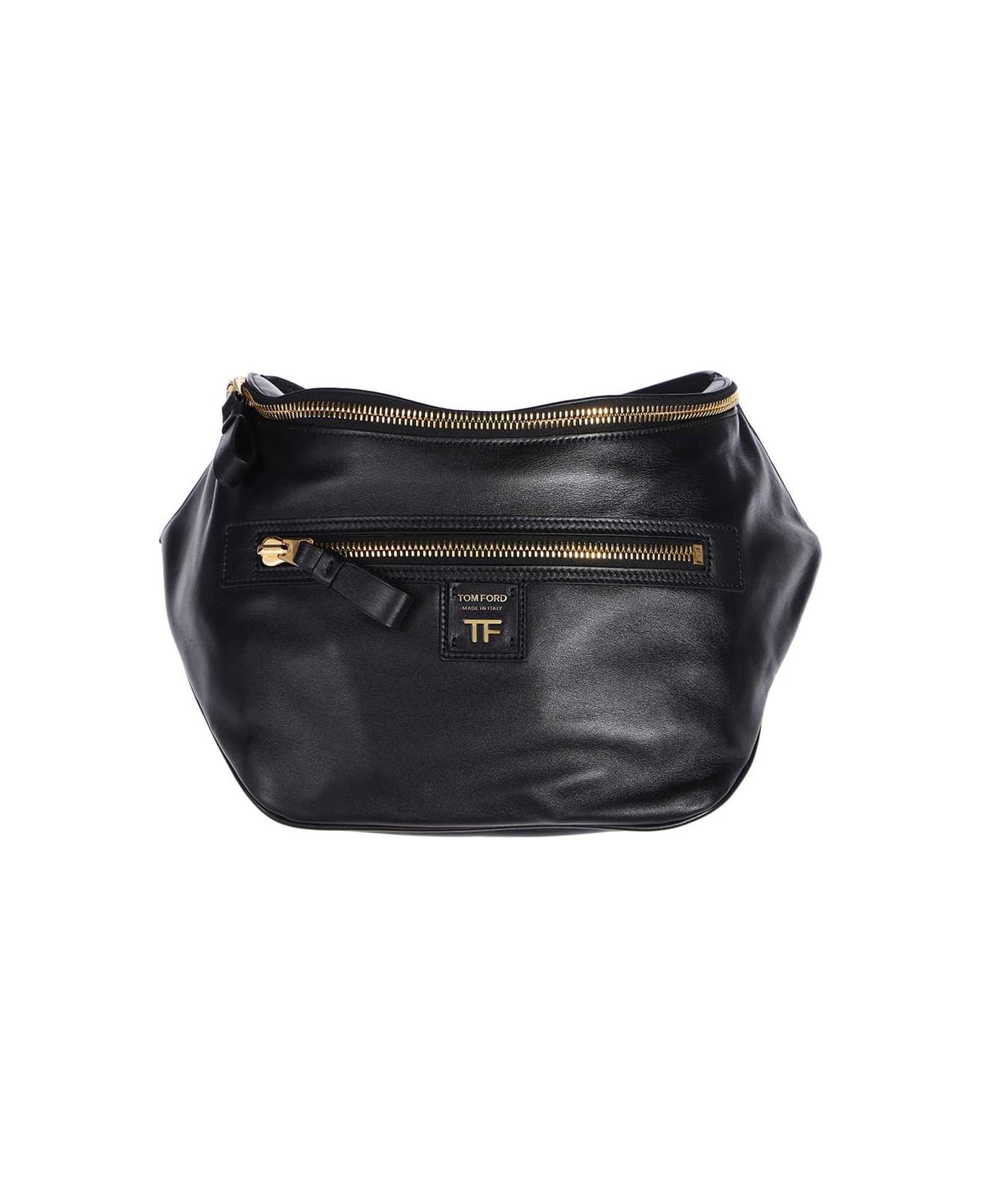 Tom Ford Leather Belt Bag With Logo - black