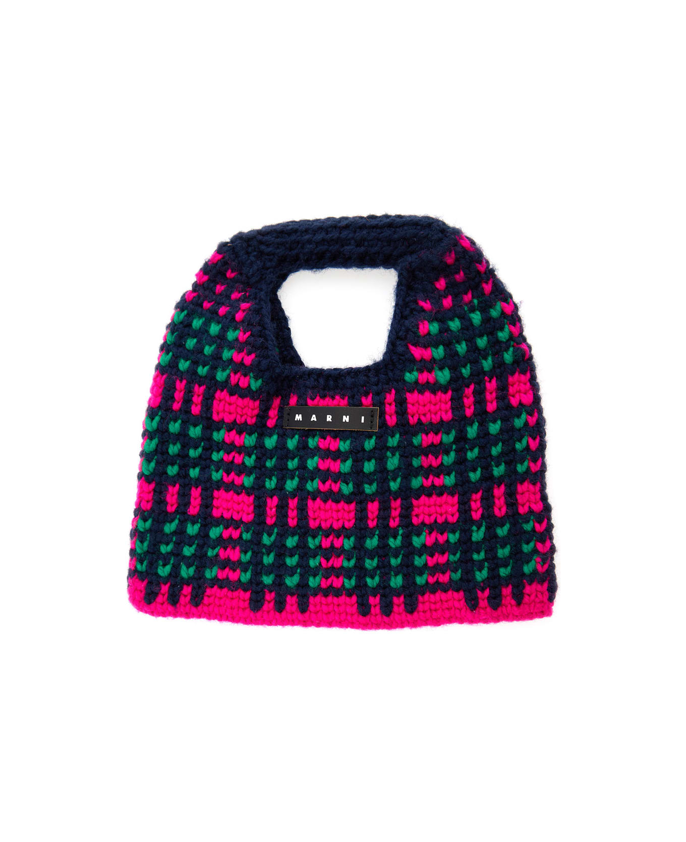 Marni Multicolor Check Handbag In Knitted Fabric Woman - Multicolor