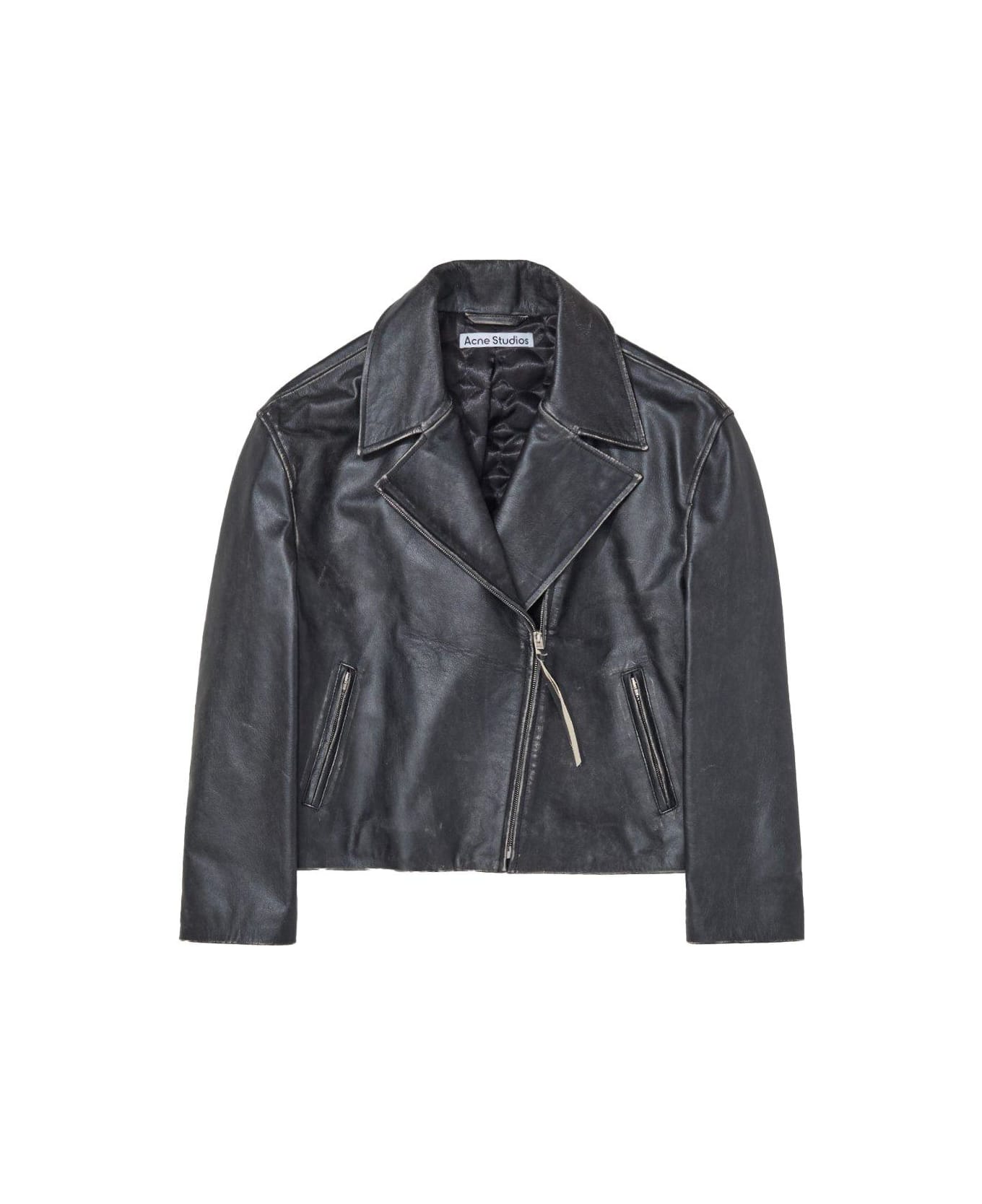 Acne Studios Long Sleeved Zipped Jacket - BLACK レザージャケット