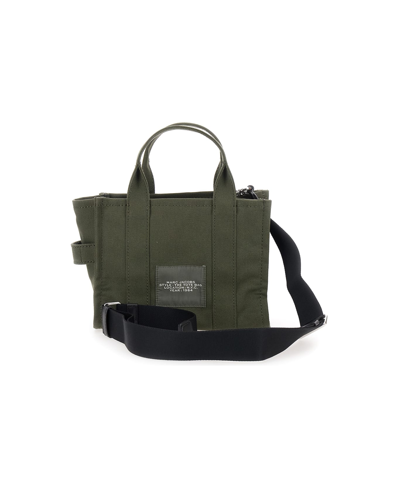 Marc Jacobs 
the Small Tote
 Green Handbag With Logo Lettering On The Front In Cotton Woman - Green
