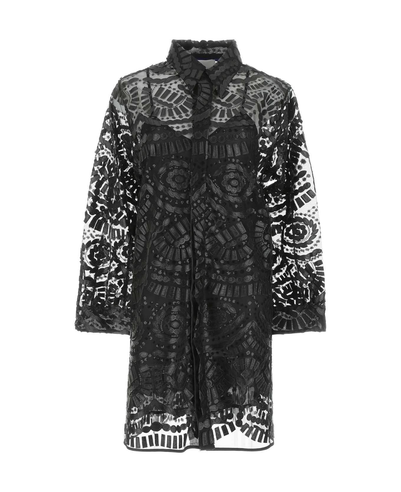 Koché Embellished Mesh Shirt Dress - 900F コート＆ジャケット