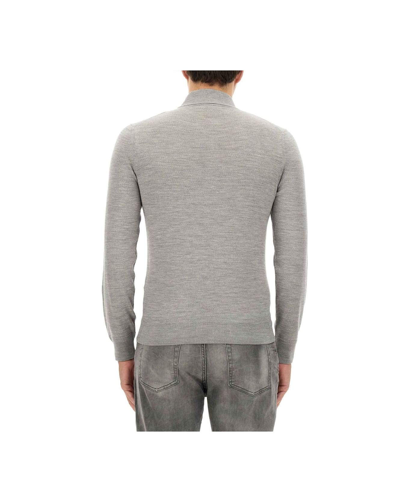 Tom Ford Long-sleeved Knitted Polo Shirt - GREY シャツ