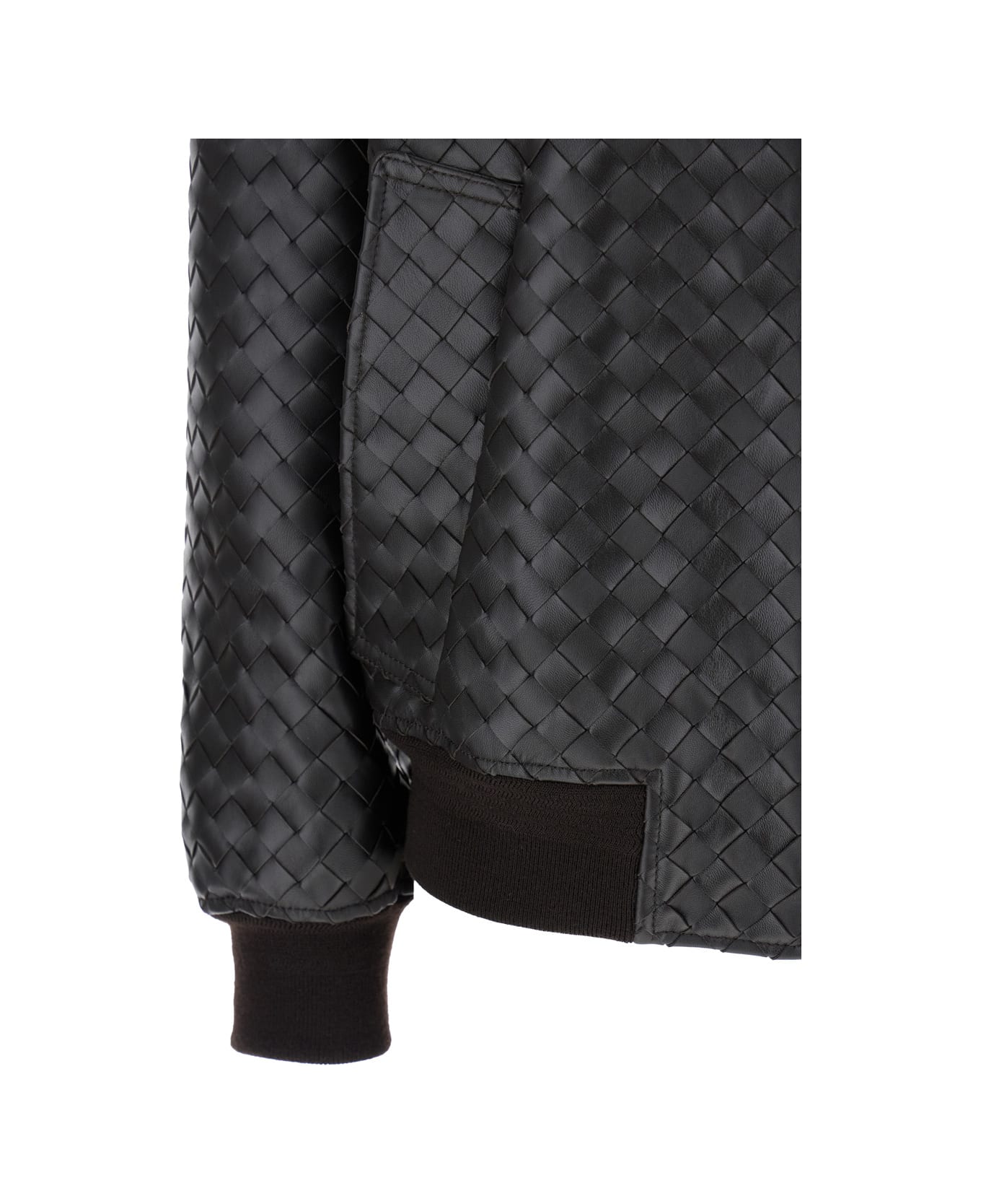 Bottega Veneta Brown Jacket With High Neck And All-over Intrecciato Motif In Leather Woman - Brown