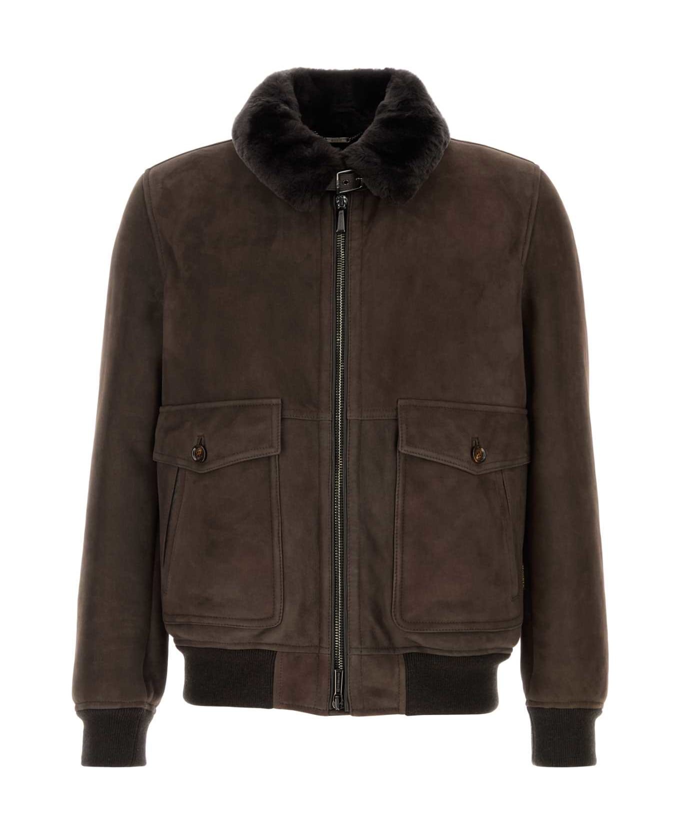 Moorer Dark Brown Suede Fiano Jacket - EBANO