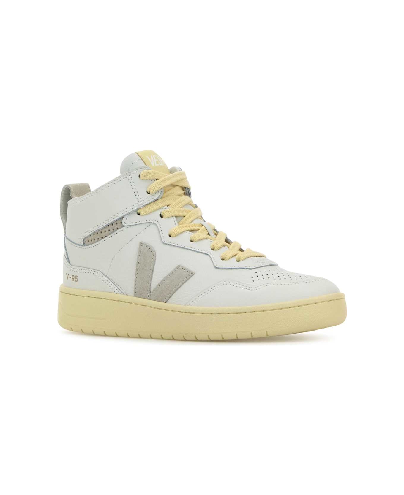 Veja White Leather V-95 Sneakers - EXTRAWHITENATURAL