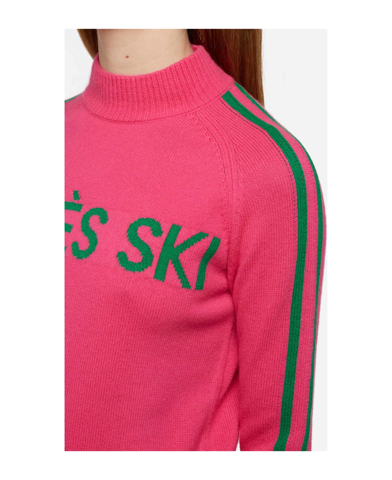 MC2 Saint Barth Woman Half-turtleneck Sweater With Apres Ski Embroidery - PINK