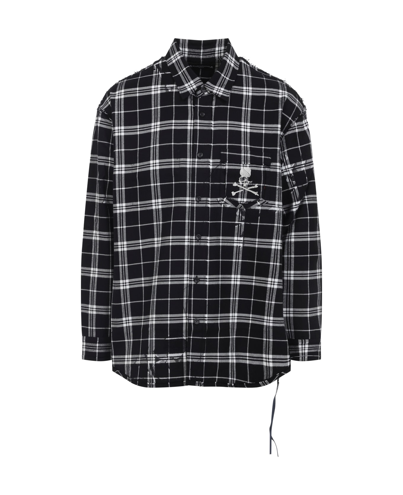 MASTERMIND WORLD Reversible Raw Edge Plaid Shirt - Black Plaid
