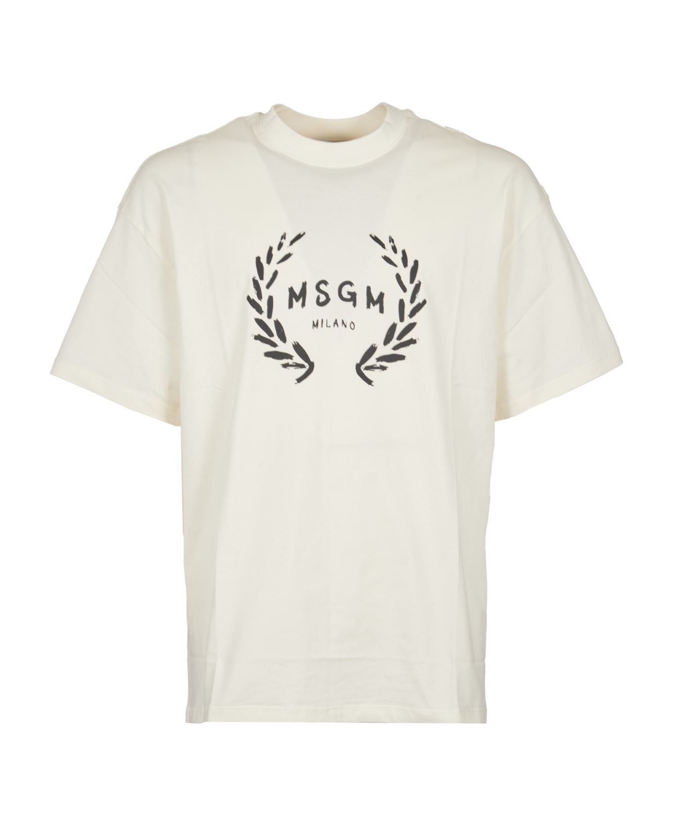 MSGM Milano Logo Embroidered T-shirt - Crema