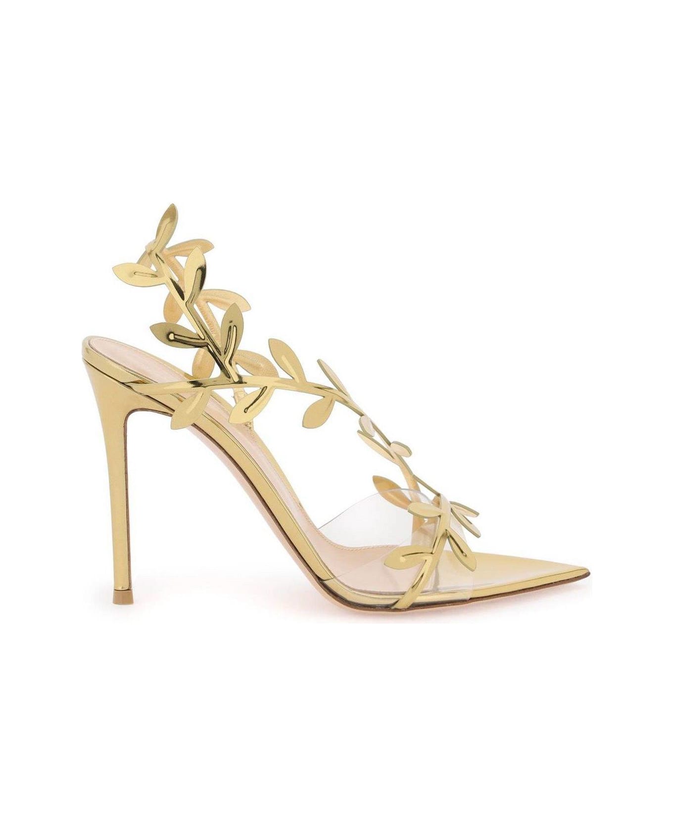 Gianvito Rossi Flavia Leaf Motif Pointed-toe Sandals - Golden