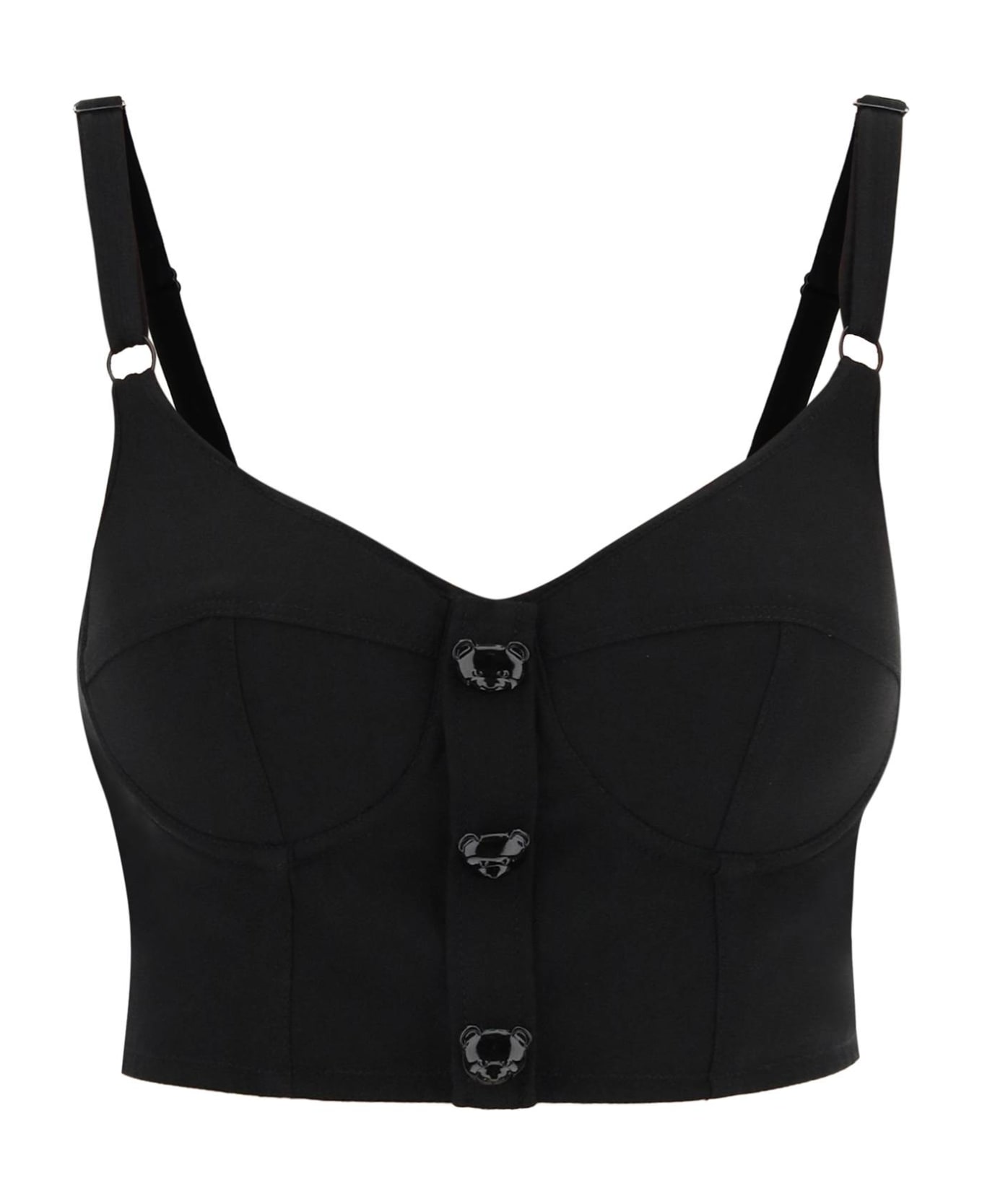Moschino Bustier Top With Teddy Bear Buttons - FANTASIA NERO (Black)