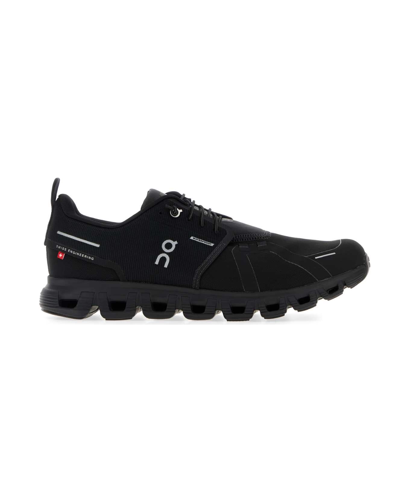 ON Black Fabric Cloud 6 Wp Sneakers - BLACKBLACK