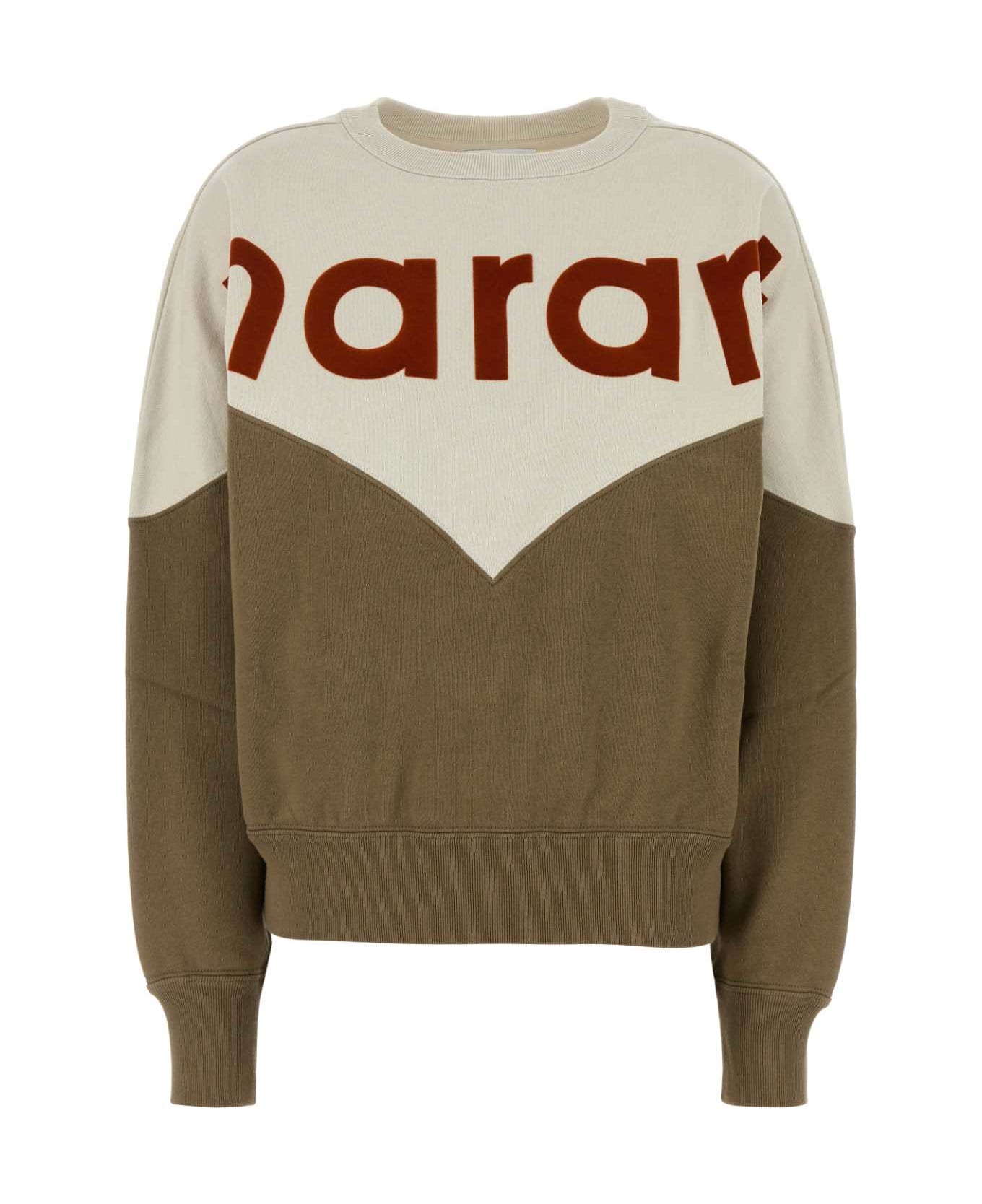 Marant Étoile Two-tone Cotton Blend Houston Sweatshirt - ECRUDARKKHAKI