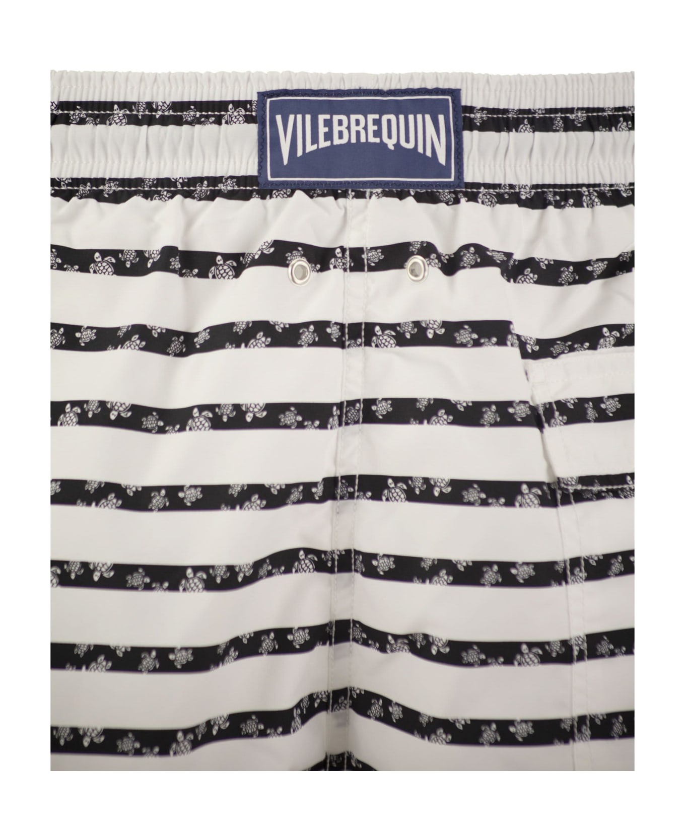 Vilebrequin Striped And Patterned Beach Shorts - White/blue