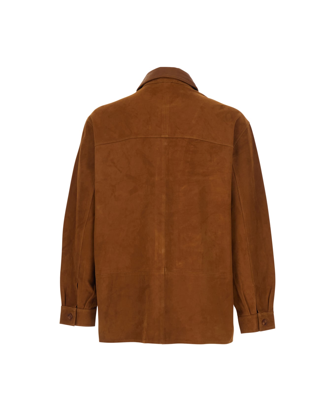 Sunflower Brown Jacket With Classic Collar And Two Front Welt Pockets In Suede Man - Brown