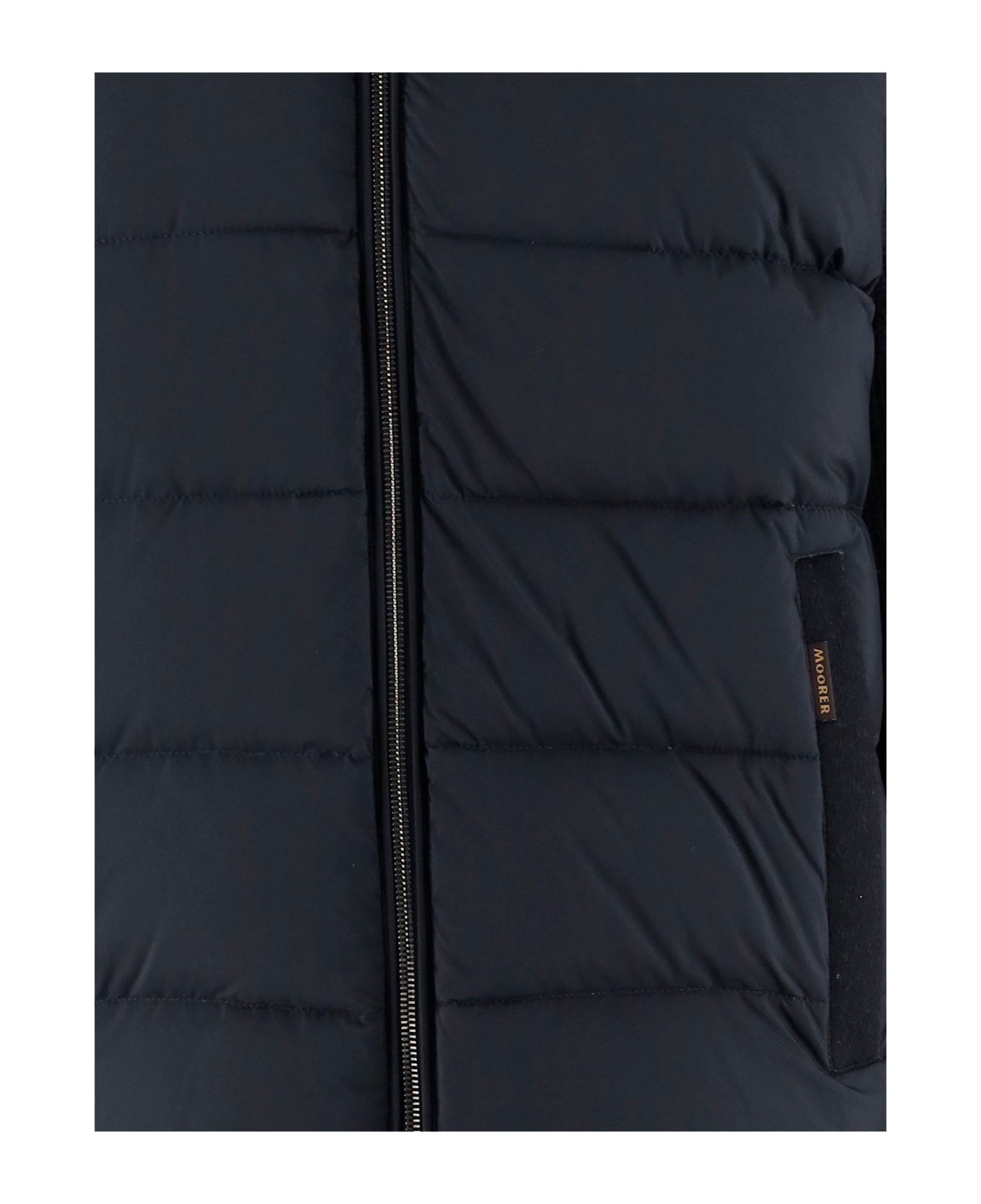 Moorer Padded Down Jacket With Cashmere Blend Sleeves - Blue