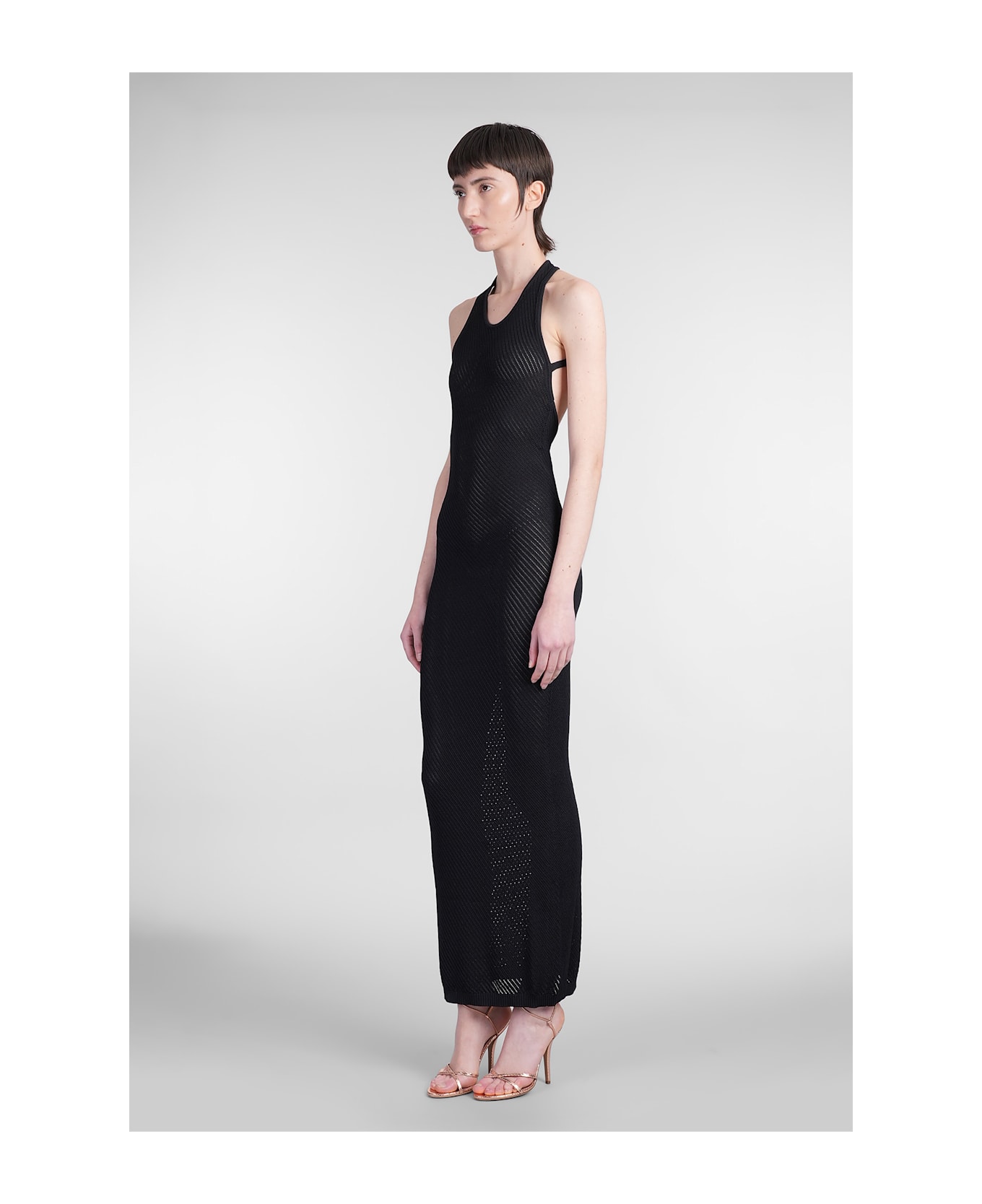 Laneus Long Dress In Black Viscose - black