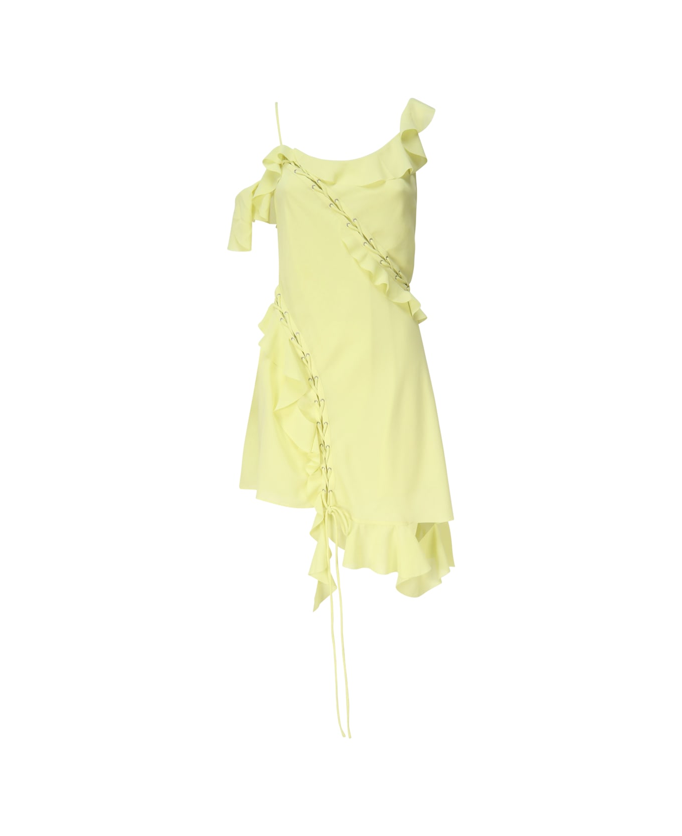 Acne Studios Asymmetrical Ruffle Dress - Acid yellow