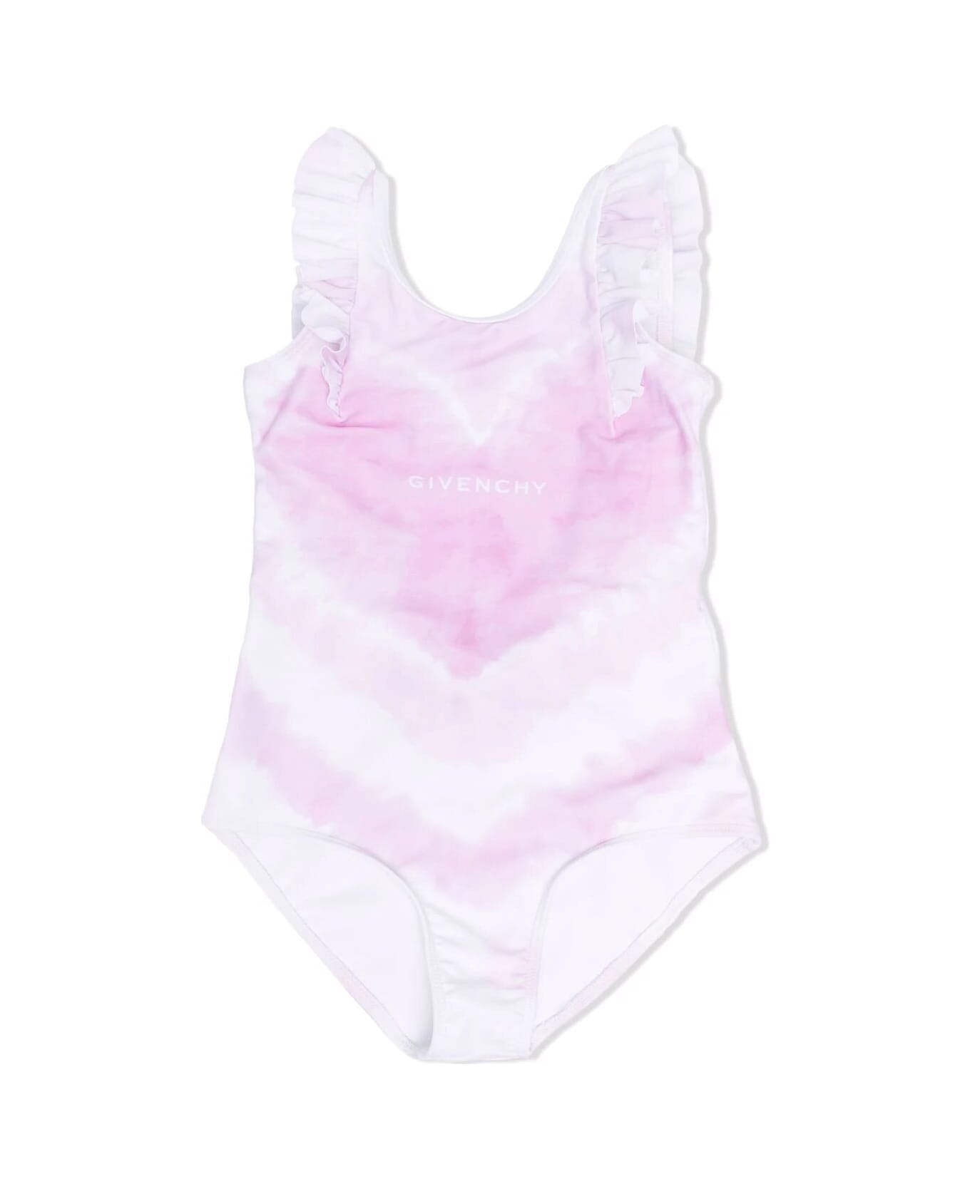 Givenchy Kids One-piece Swimsuit With City Givenchy Tie-dye Heart Print - Marshmallow