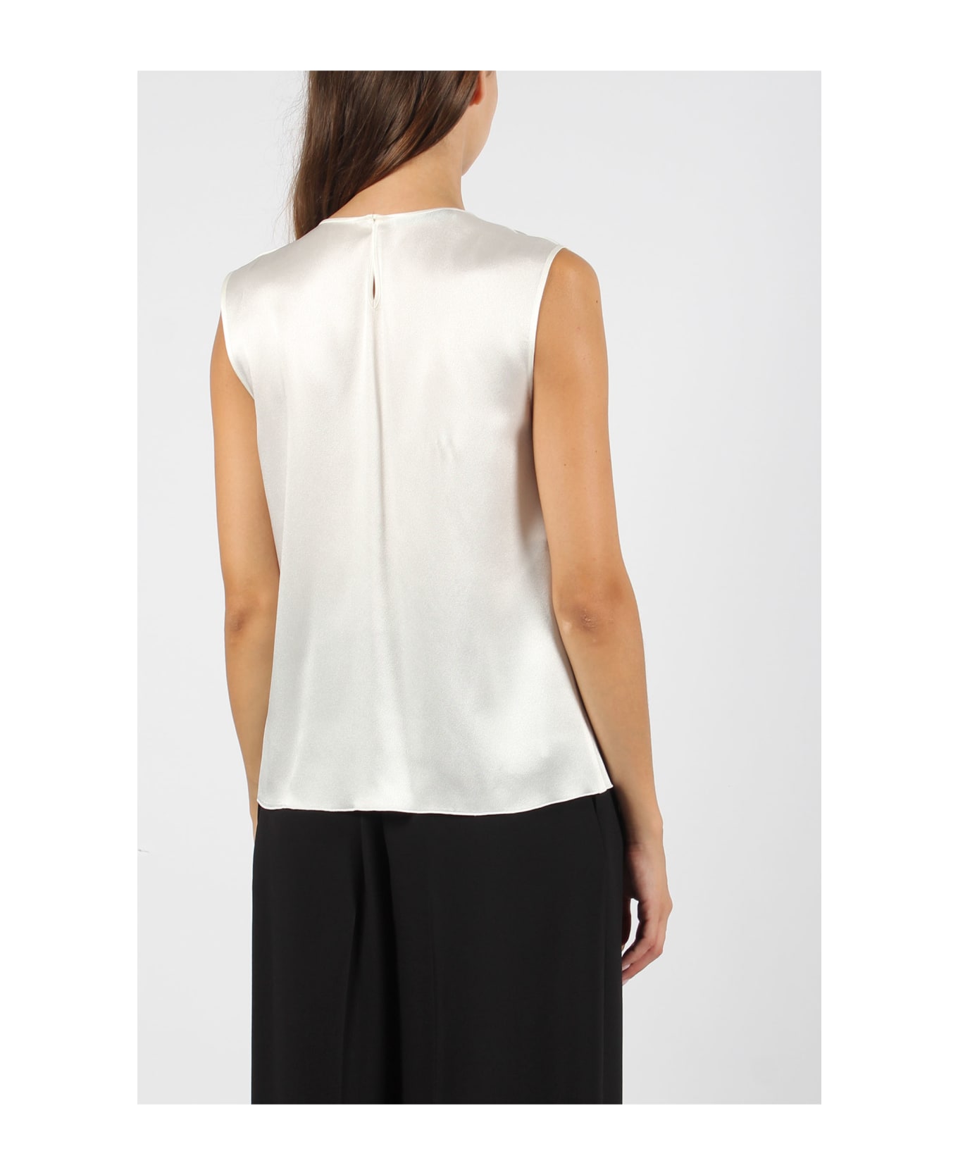 Alberta Ferretti Satin Top - White