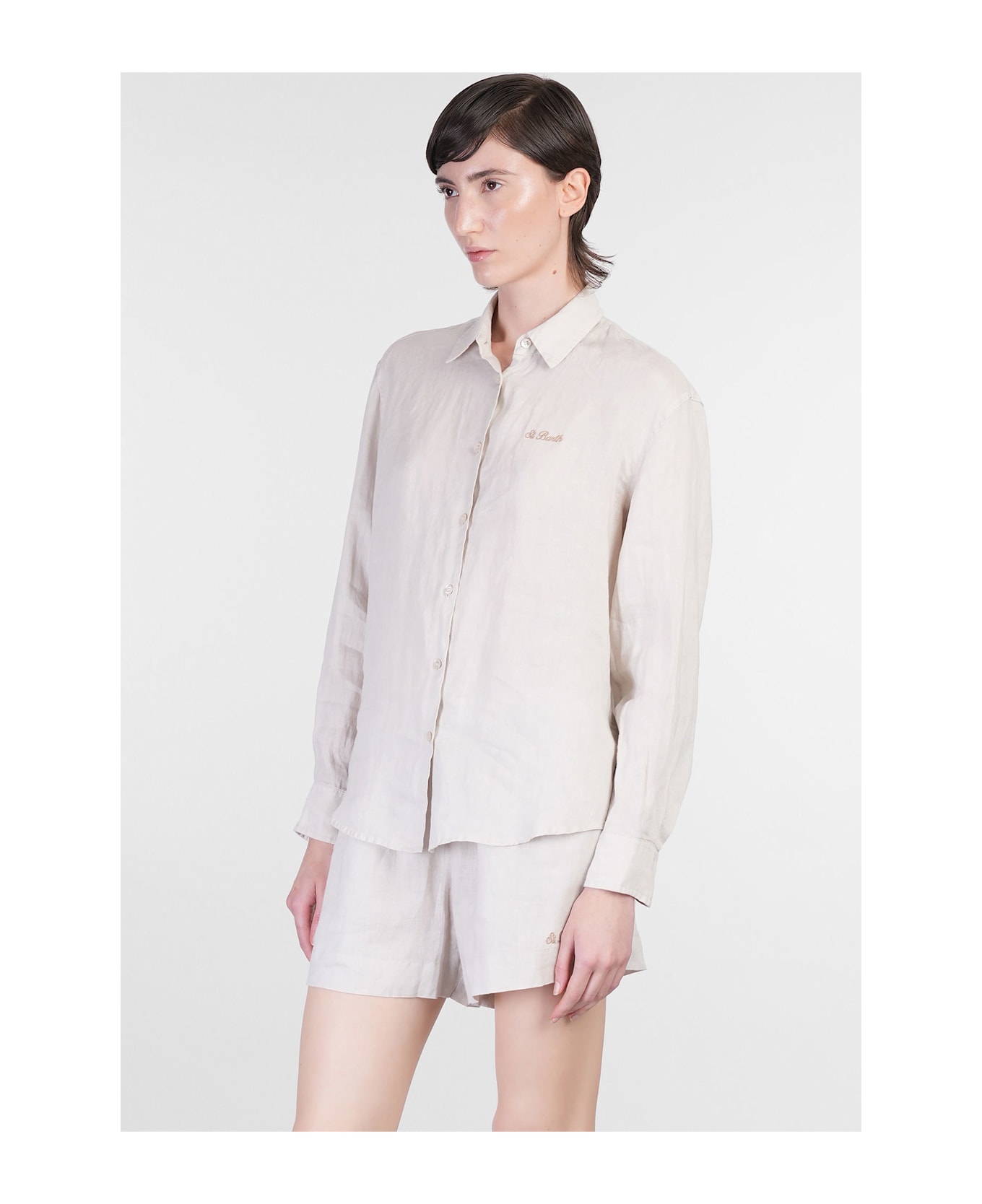MC2 Saint Barth Meredith Shirt In Taupe Linen - taupe