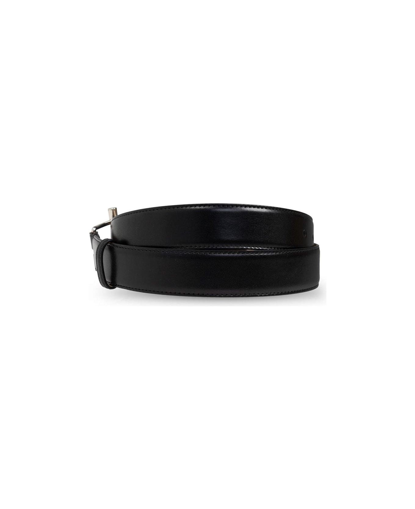 Alexander McQueen T-bar Buckled Logo Engraved Belt - Nero