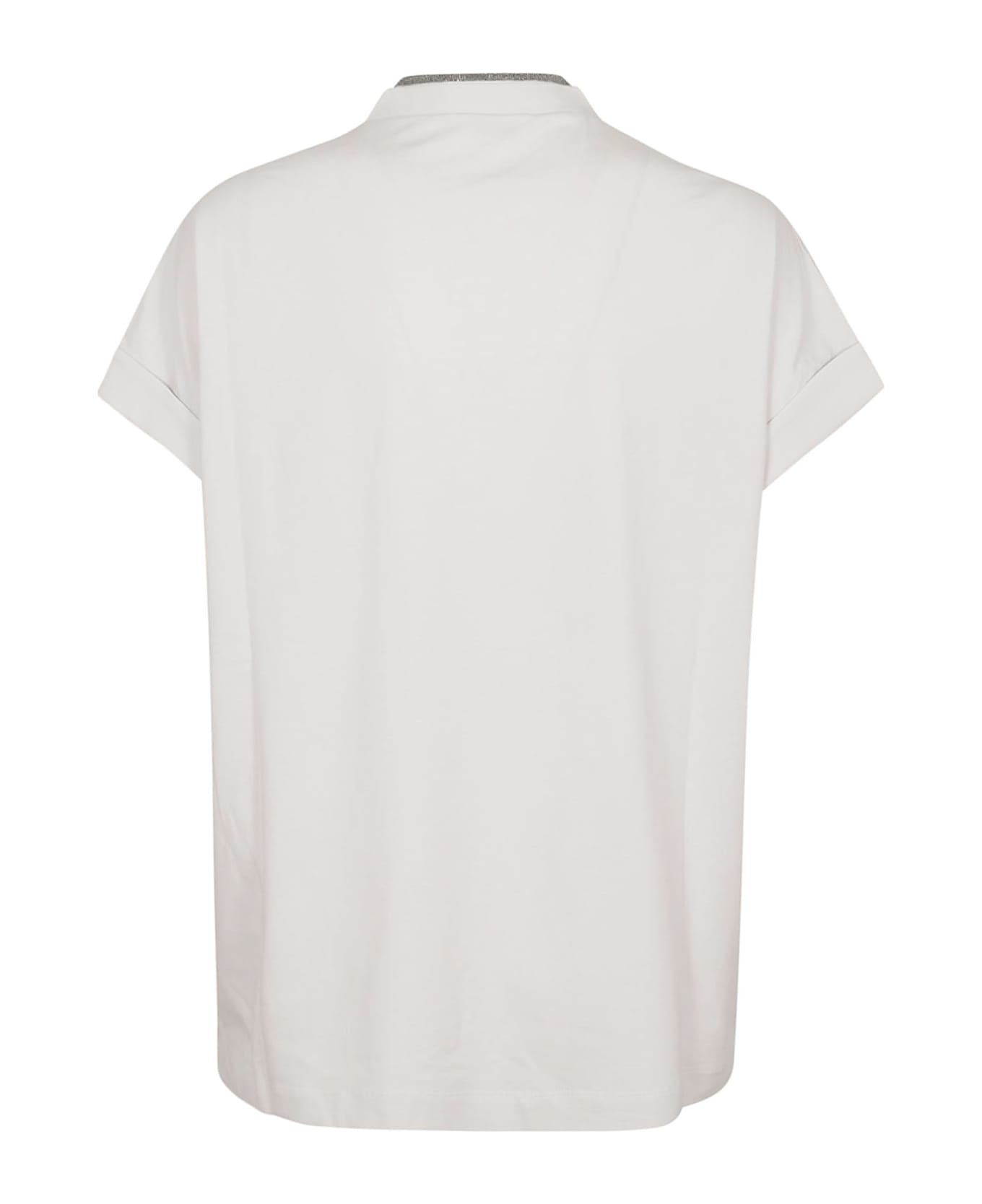 Brunello Cucinelli Embellished V-neck T-shirt - Warm White ニットウェア