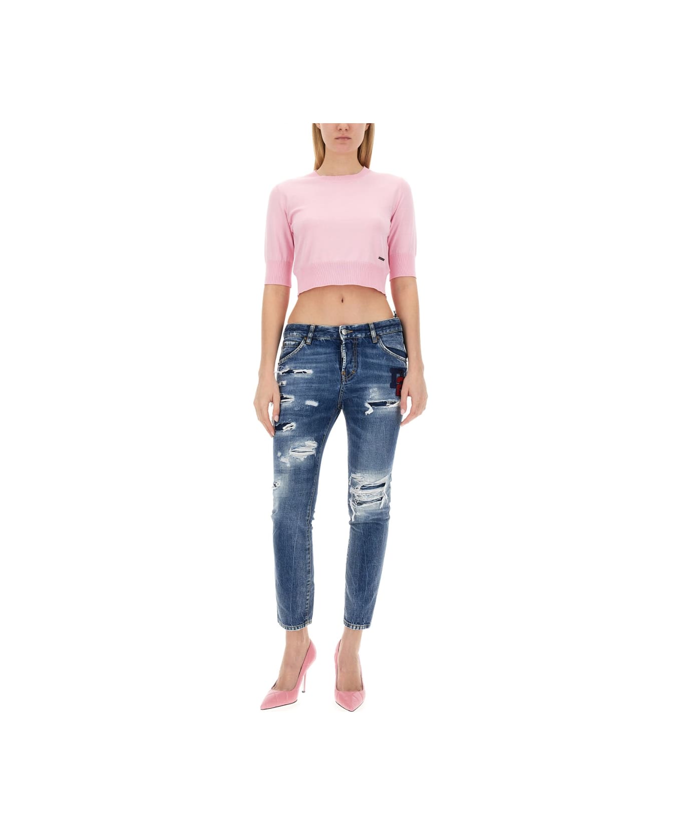 Dsquared2 Cropped Shirt - PINK Tシャツ