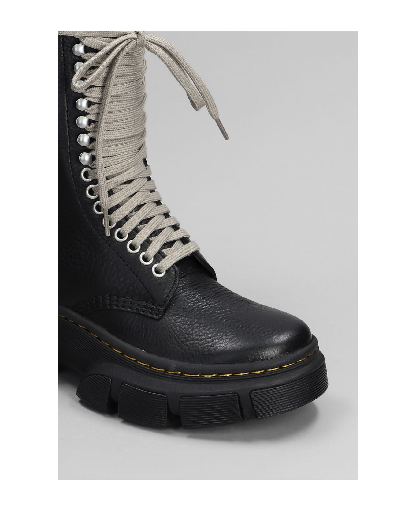 Rick Owens x Dr. Martens Dmxl Length Boot Combat Boots In Black Leather - black