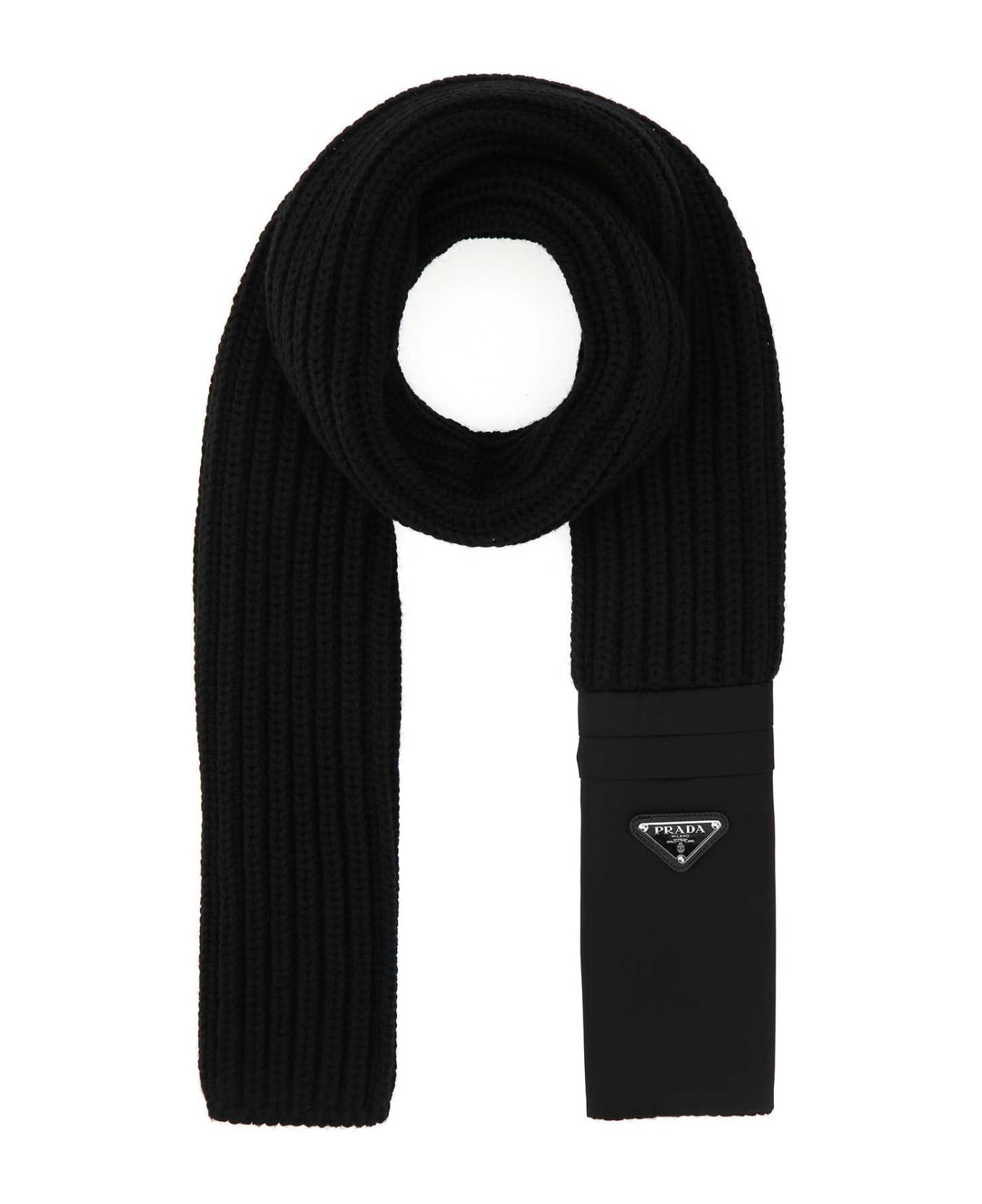 Prada Black Wool Scarf - F0002 スカーフ