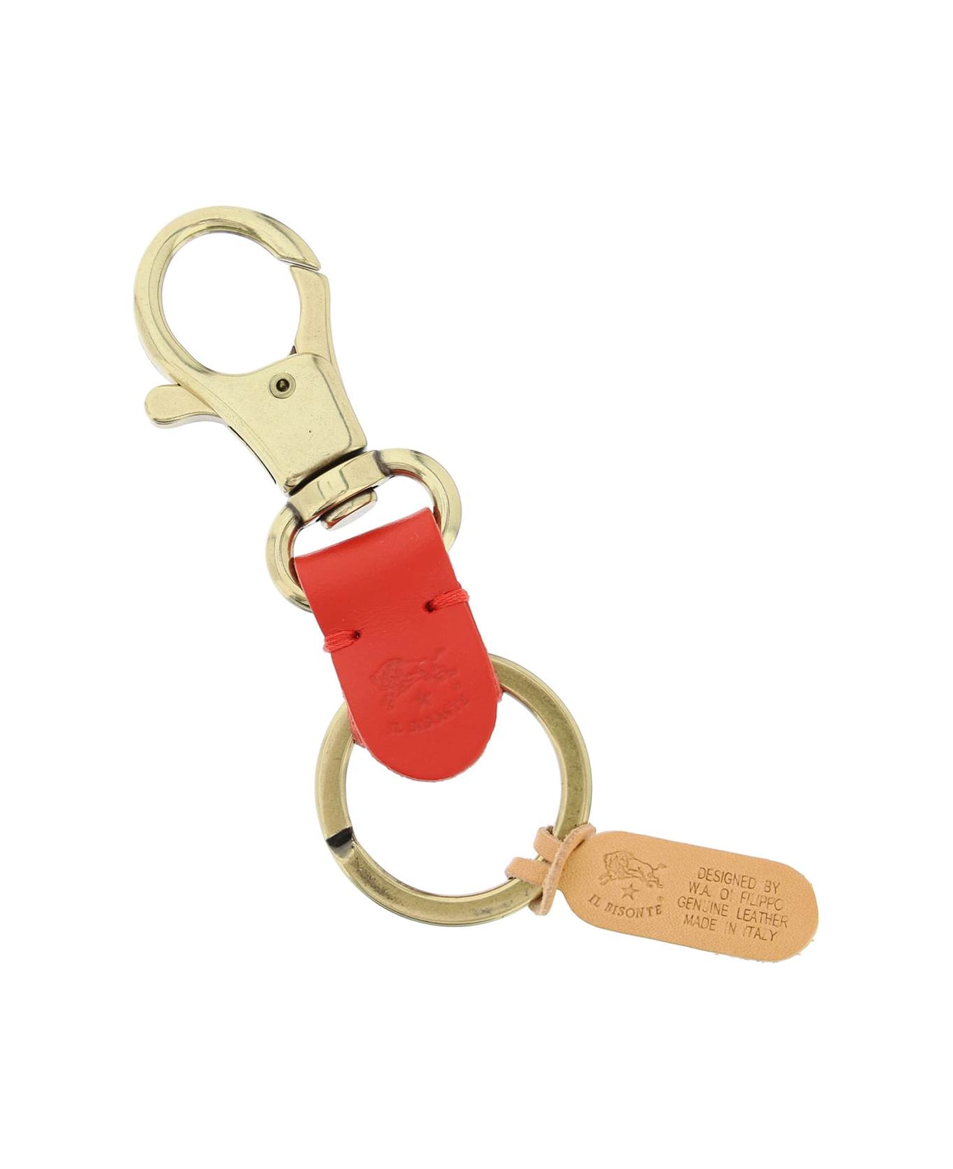 Il Bisonte Key Ring With Clasp - CASTAGNO ROSA (Red)